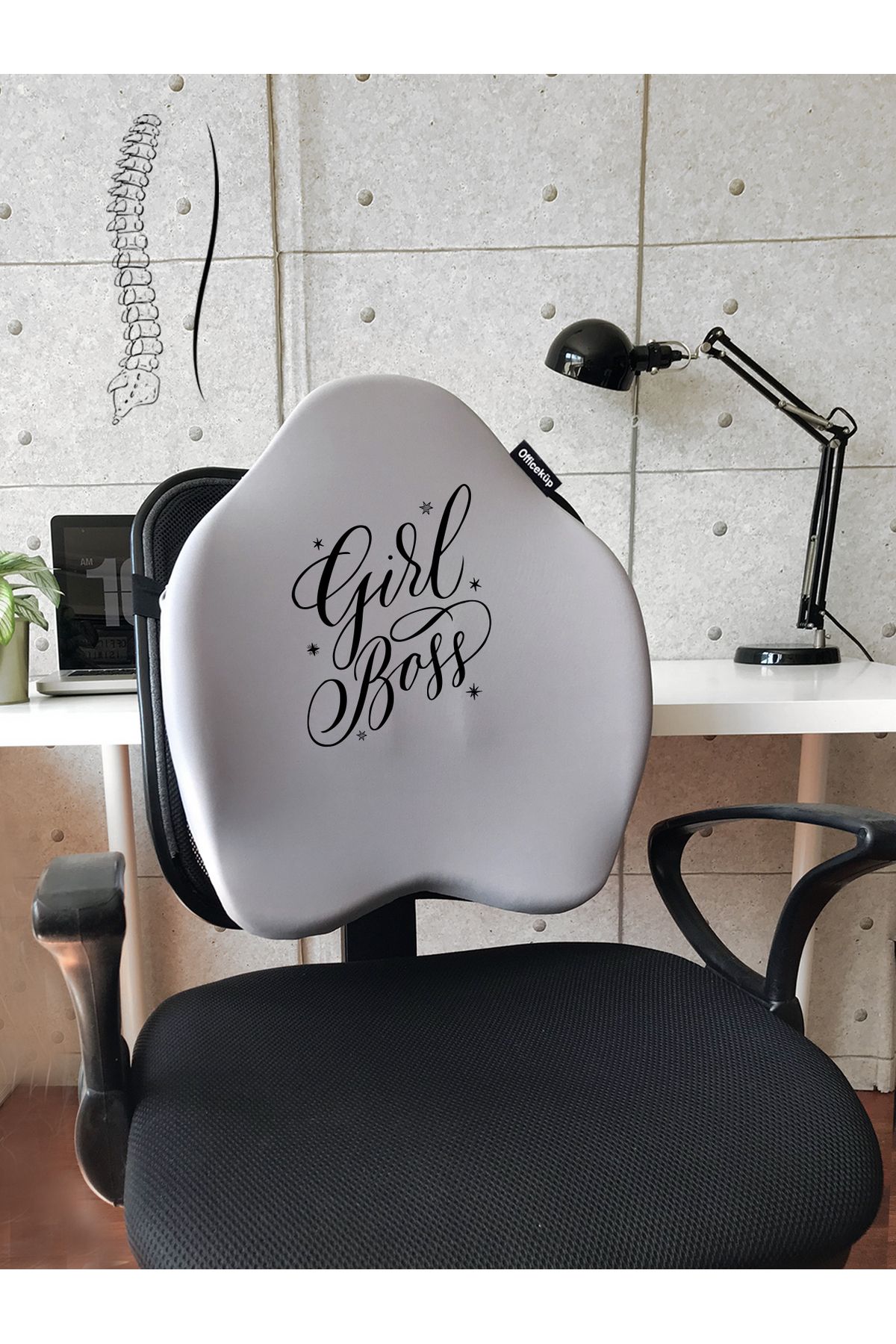 Officeküp Officekup X-Large Visco Bel Destek Gamer Oyuncu Koltuk Yastığı- Gri Girlboss