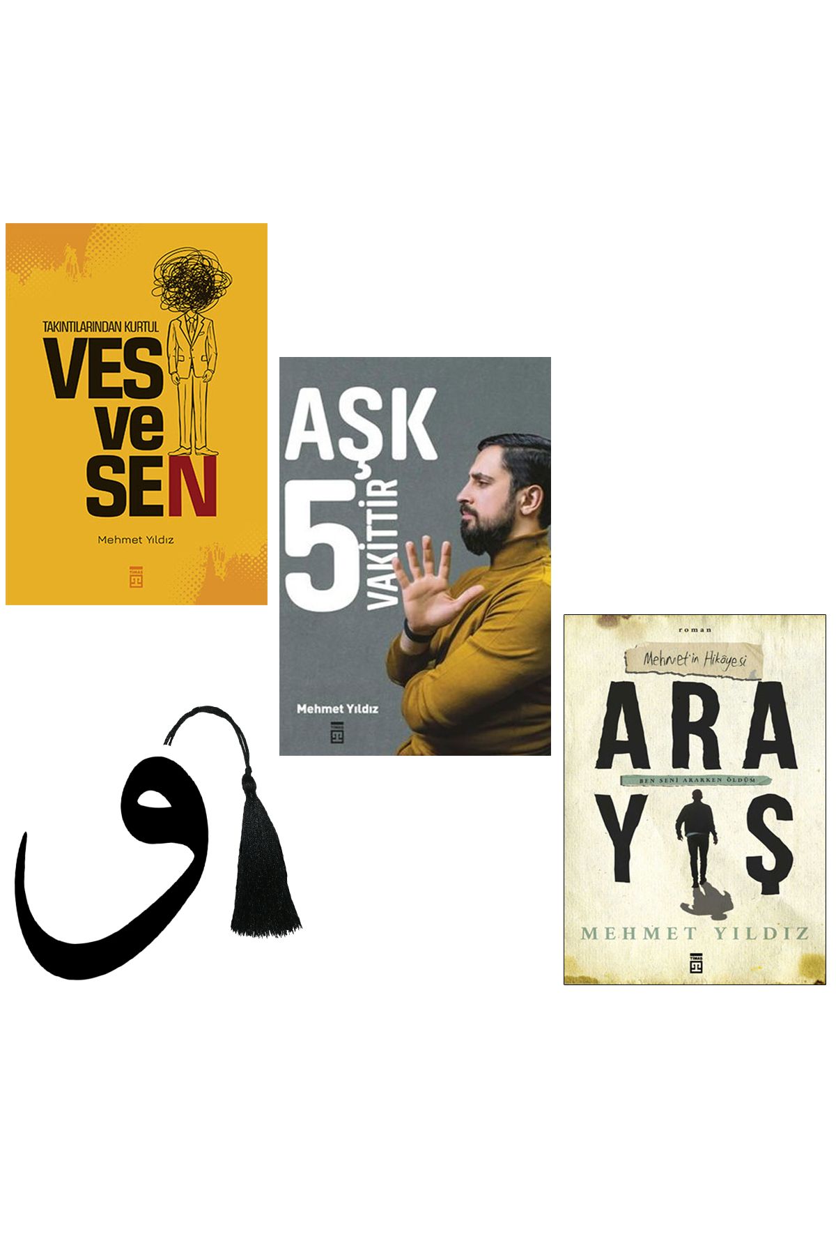 Timaş Yayınları Mehmet Yıldız - vesvesen - aşk 5 vakittir - arayış - yırtılmaz ayraç hediyeli 3 kitap set