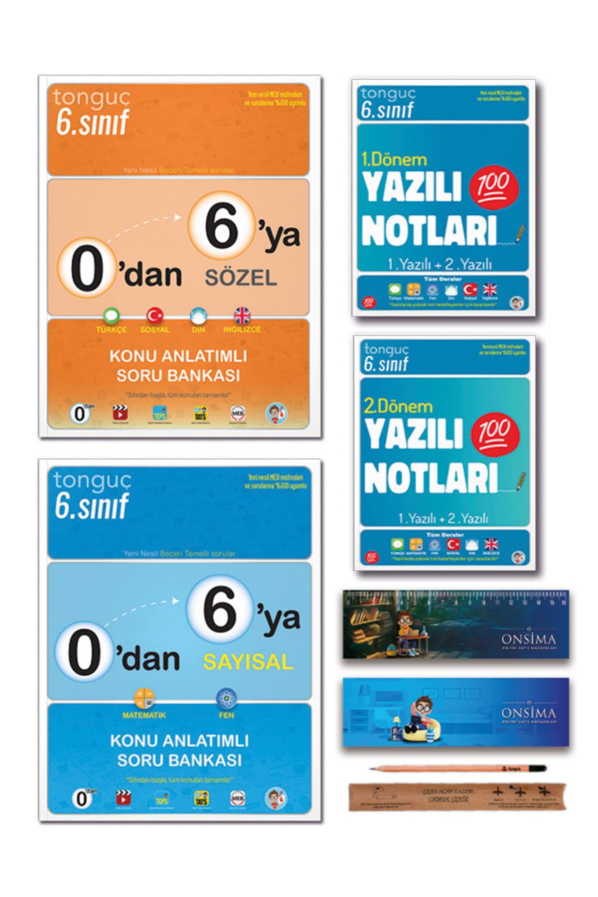 Tonguç Yayınları 6. Sınıf 0 dan 6 ya Konu Anlatımlı Soru Bankası Tüm Dersler 1. ve 2. Dönem Yazılı Notları Set