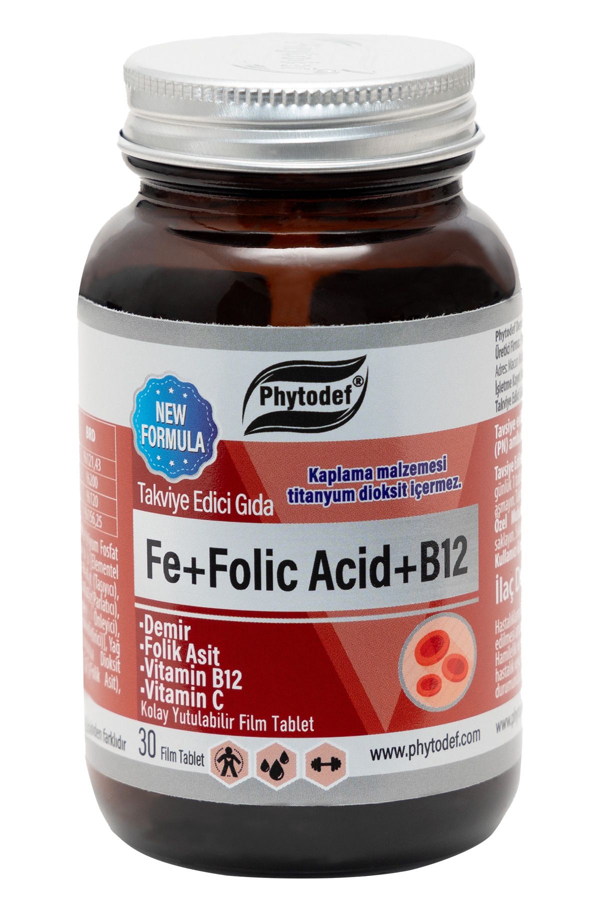 Phytodef Demir + Folik Asit + Vitamin B12 + Vitamin C - 30 Tablet
