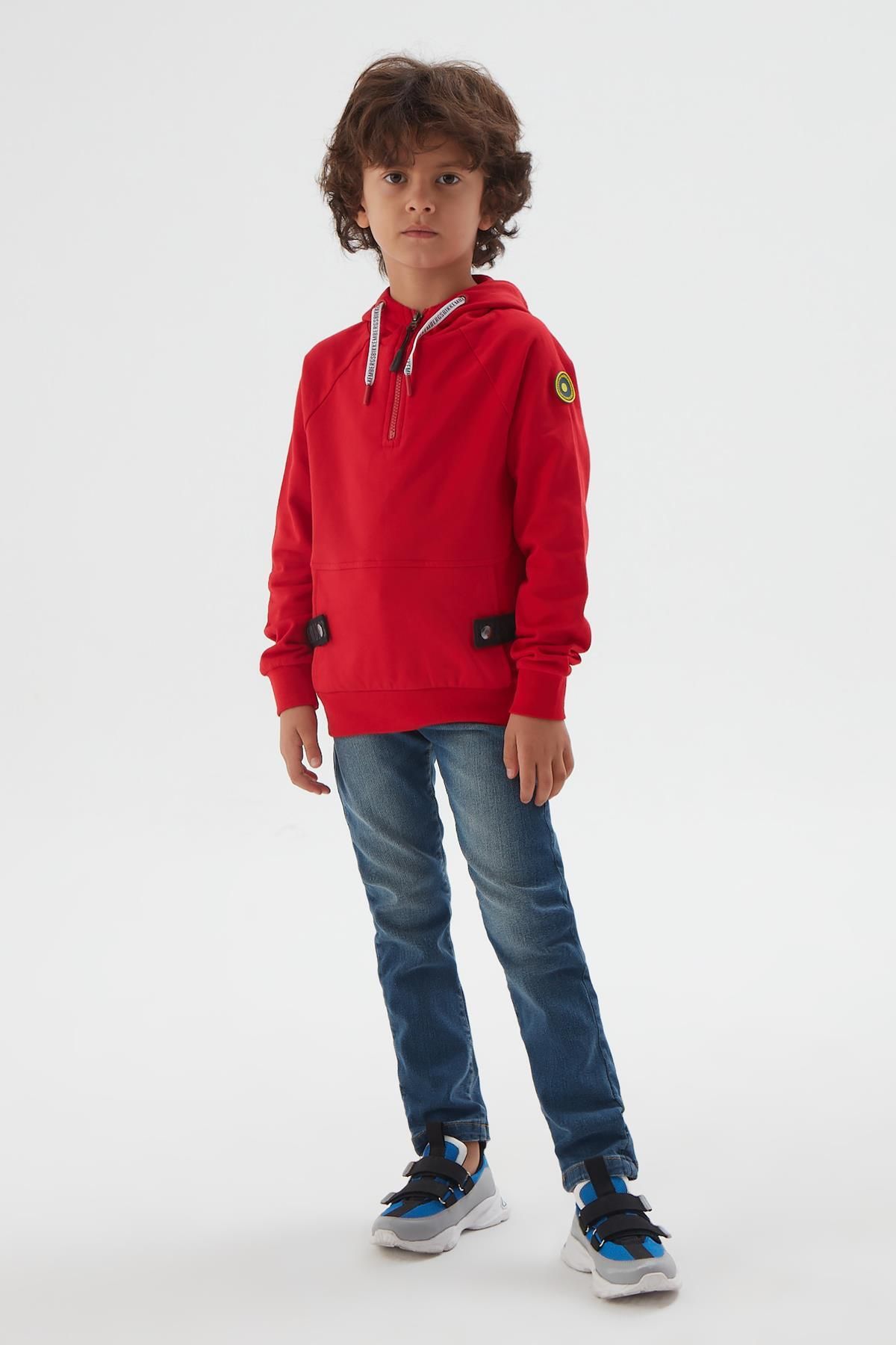 Bikkembergs Bg Store Erkek Çocuk Kırmızı Sweatshirt 22fw0bk1224