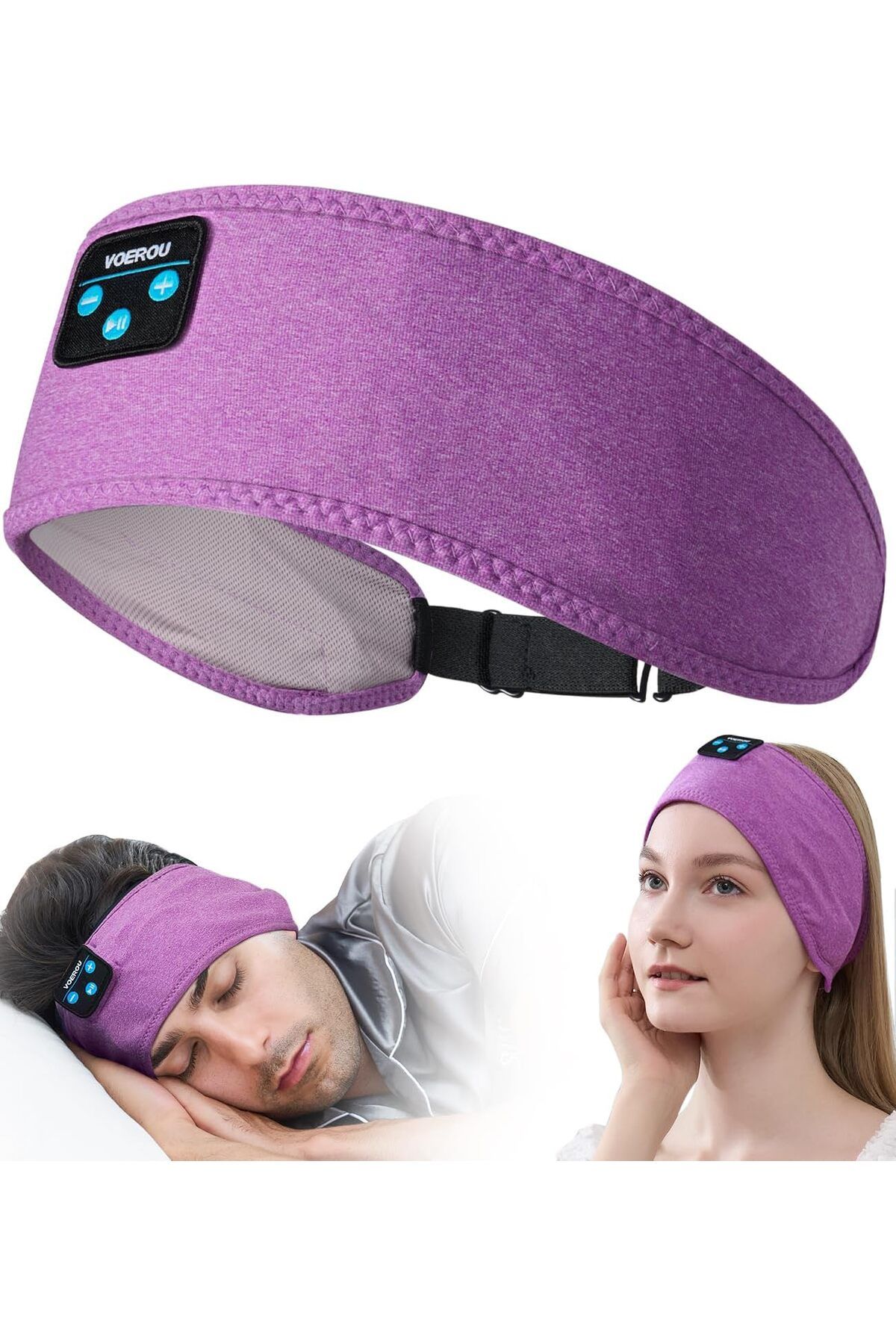 Voerou Uyku kulaklığı, ayarlanabilir Bluetooth kafa bandı, kablosuz kulaklık