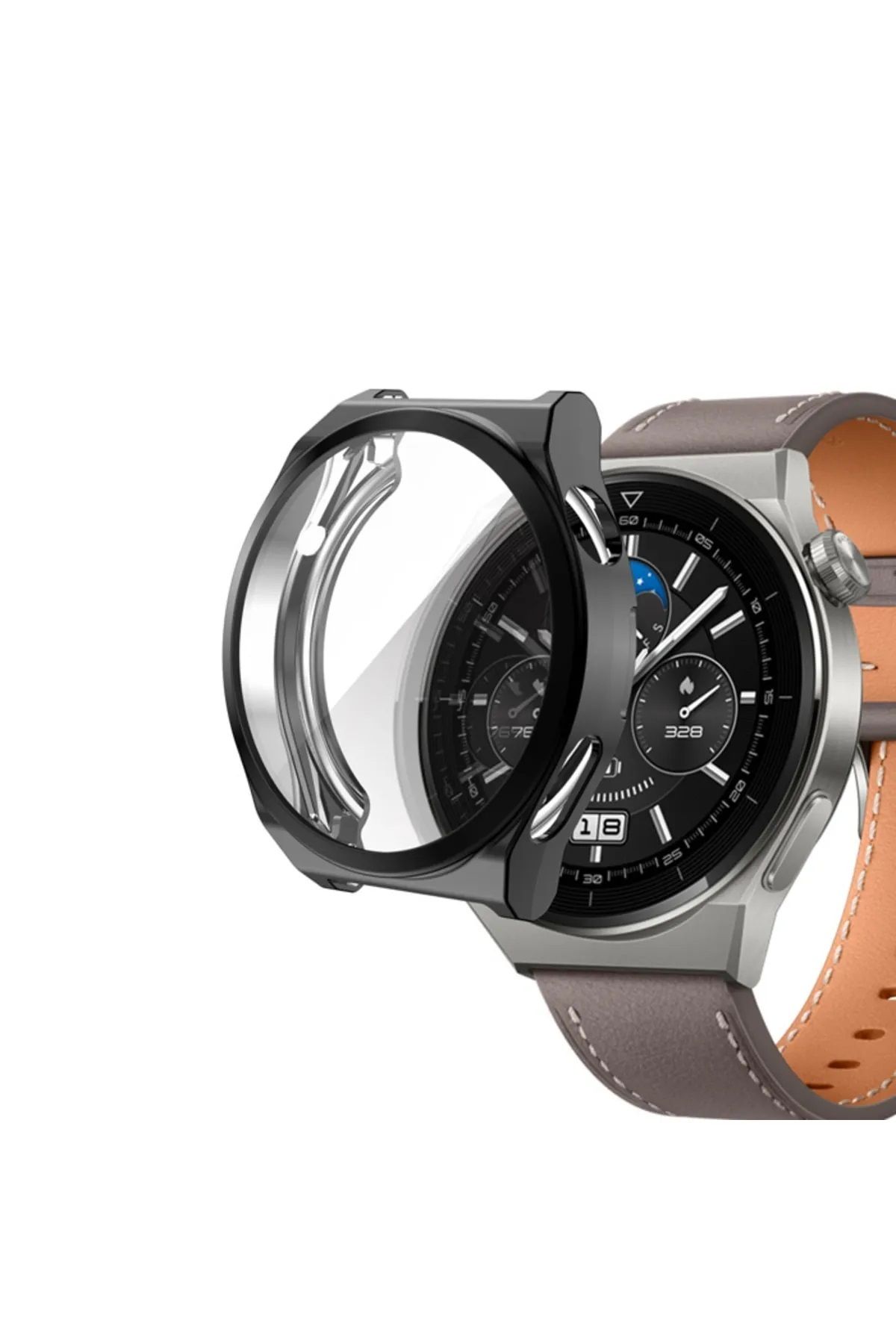 KRETON Huawei Watch GT3 Pro 46mm Uyumlu Kasa ve Ekran Koruyucu 360 Tam Koruma Silikon Kılıf
