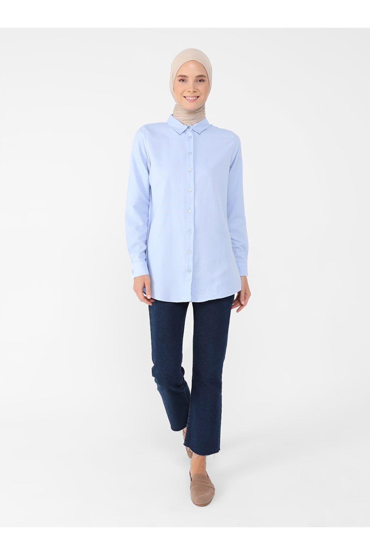 Refka Oxford Kumaştan Basic Gömlek - Açık Mavi - Basic