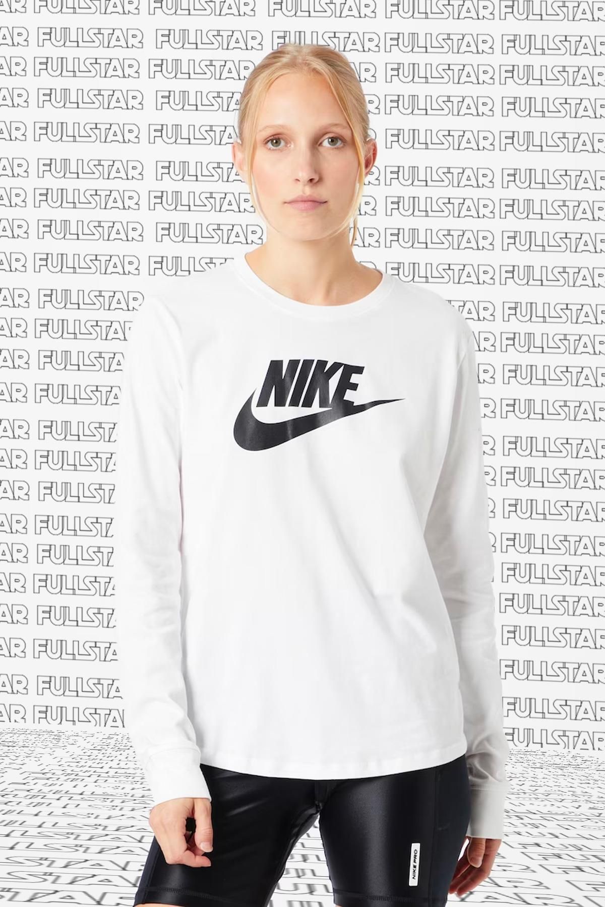 Nike Sportswear Essential Future Crew Shirt Beyaz Uzun Kollu Tişört Sweatshirt