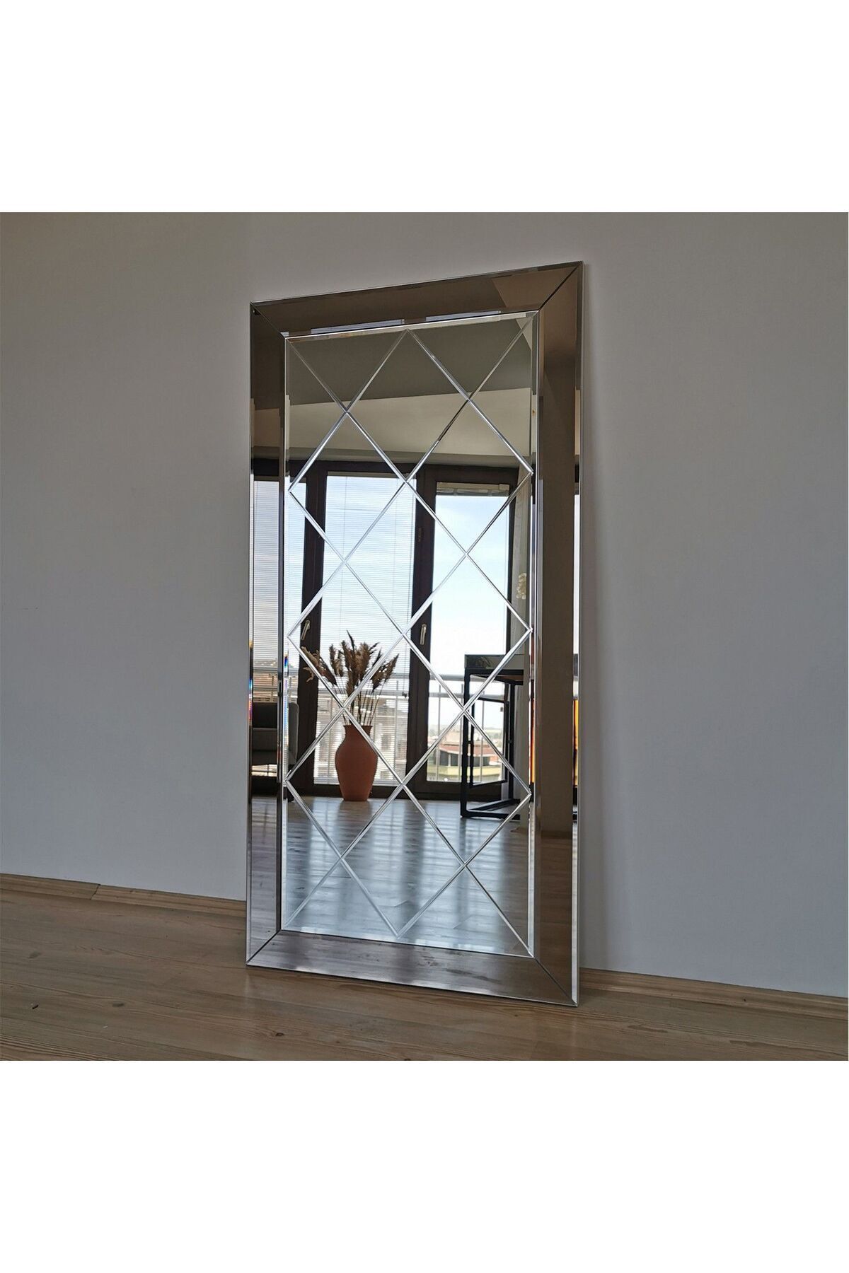 CG HOME Dekoratif Baklava Desenli Bizoteli Salon Ofis Konsol Aynası Bronz Ayna 120cm X 60cm