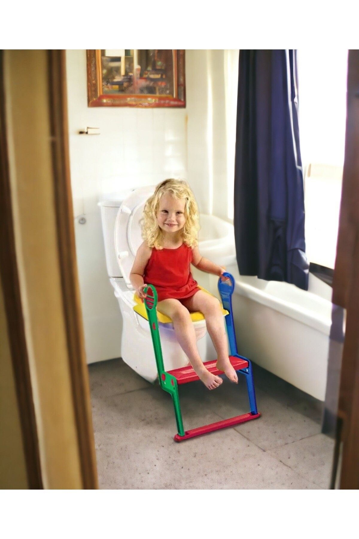 İTHALCİM Tuvalet Alıştırıcı Eğitim Çocuk Adaptör Merdivenli Klozet Adaptörü Lazımlık Klozet Kapağı Alıştırma