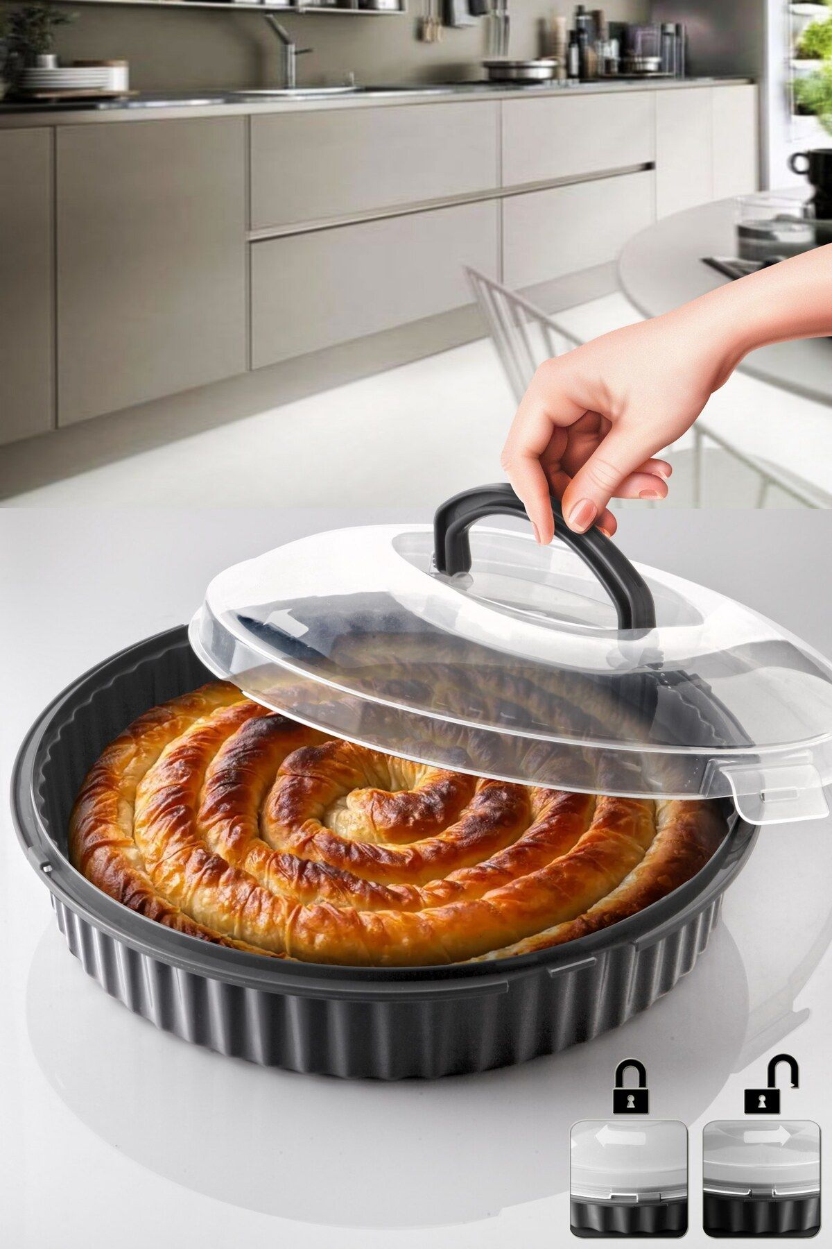 Kitchen Life Pasta Kek Börek Taşıma Kabı Çok Amaçlı Saklama Kutusu - 3800 ml - Saklama Kabı