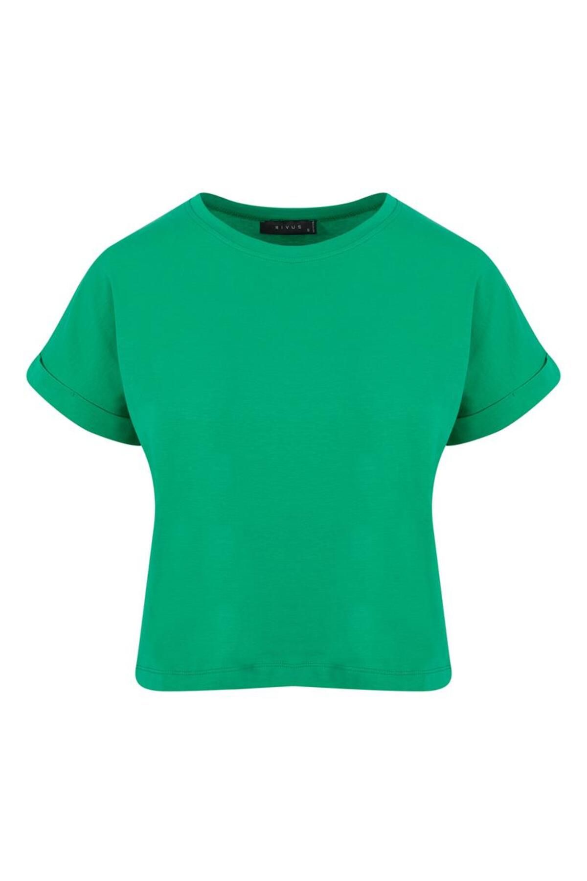 Rivus Bisiklet Yaka Basic T-shirt - Yeşil
