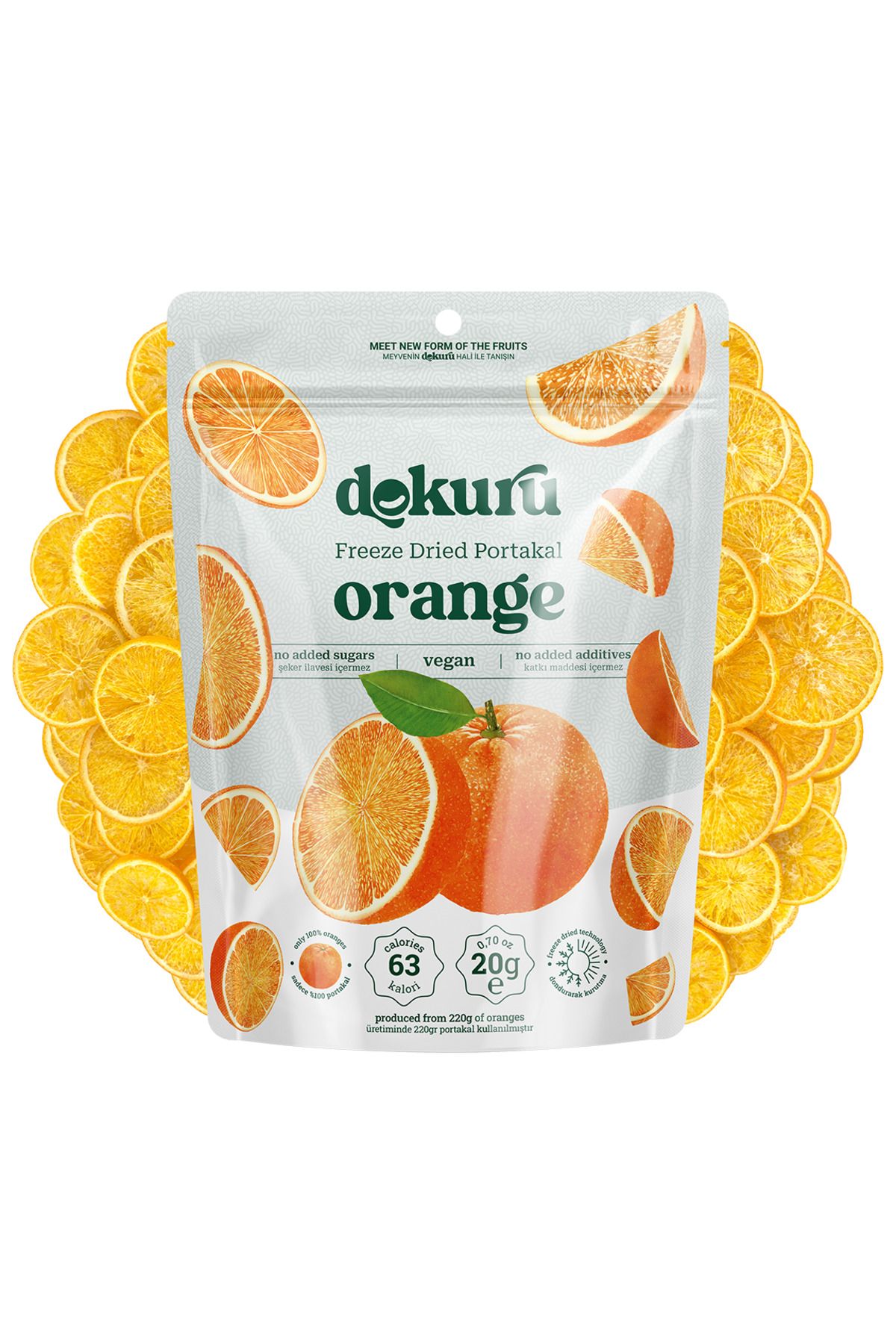dokuru Portakal Kuru Meyve Cipsi - Dondurularak Kurutulmuş Freeze Dried Çıtır Portakal