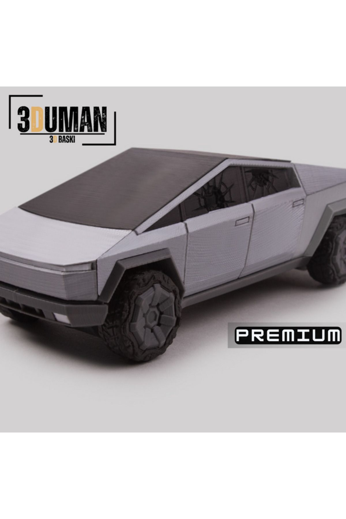 3Duman Premium Tesla Cyber Truck Figürü - Siyah/Gri - 15/20 CM