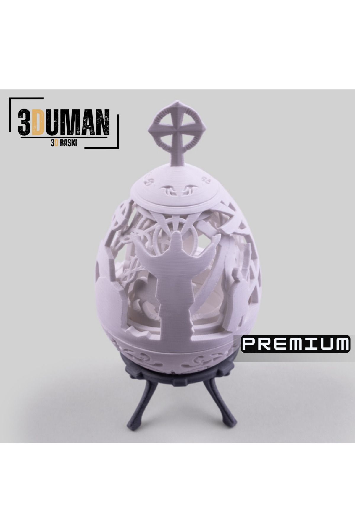 3Duman Premium Paskalya Hikayesi Katmanlı Yumurta V1 - Beyaz/Siyah - 10 CM