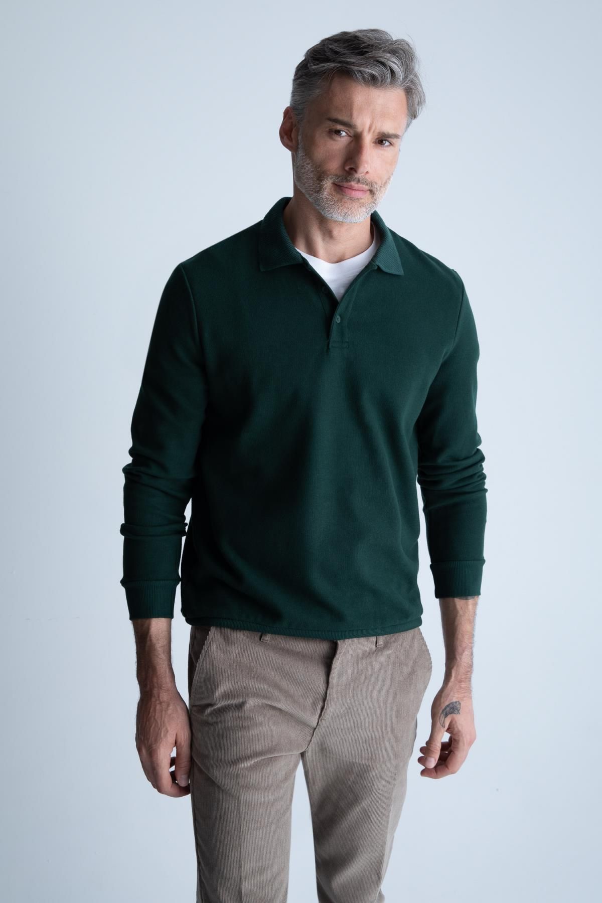 Defacto Regular Fit Polo Yaka Sweatshirt