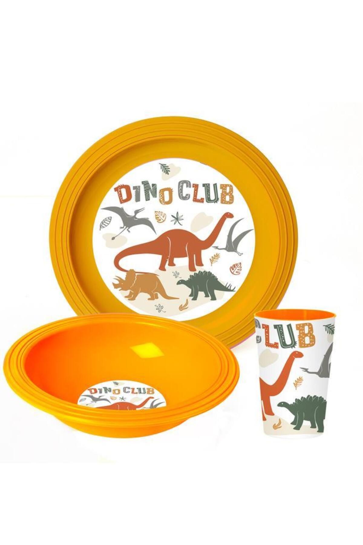 Herevin Üçlü Dino Club Desenli Çocuk Kahvaltı Seti