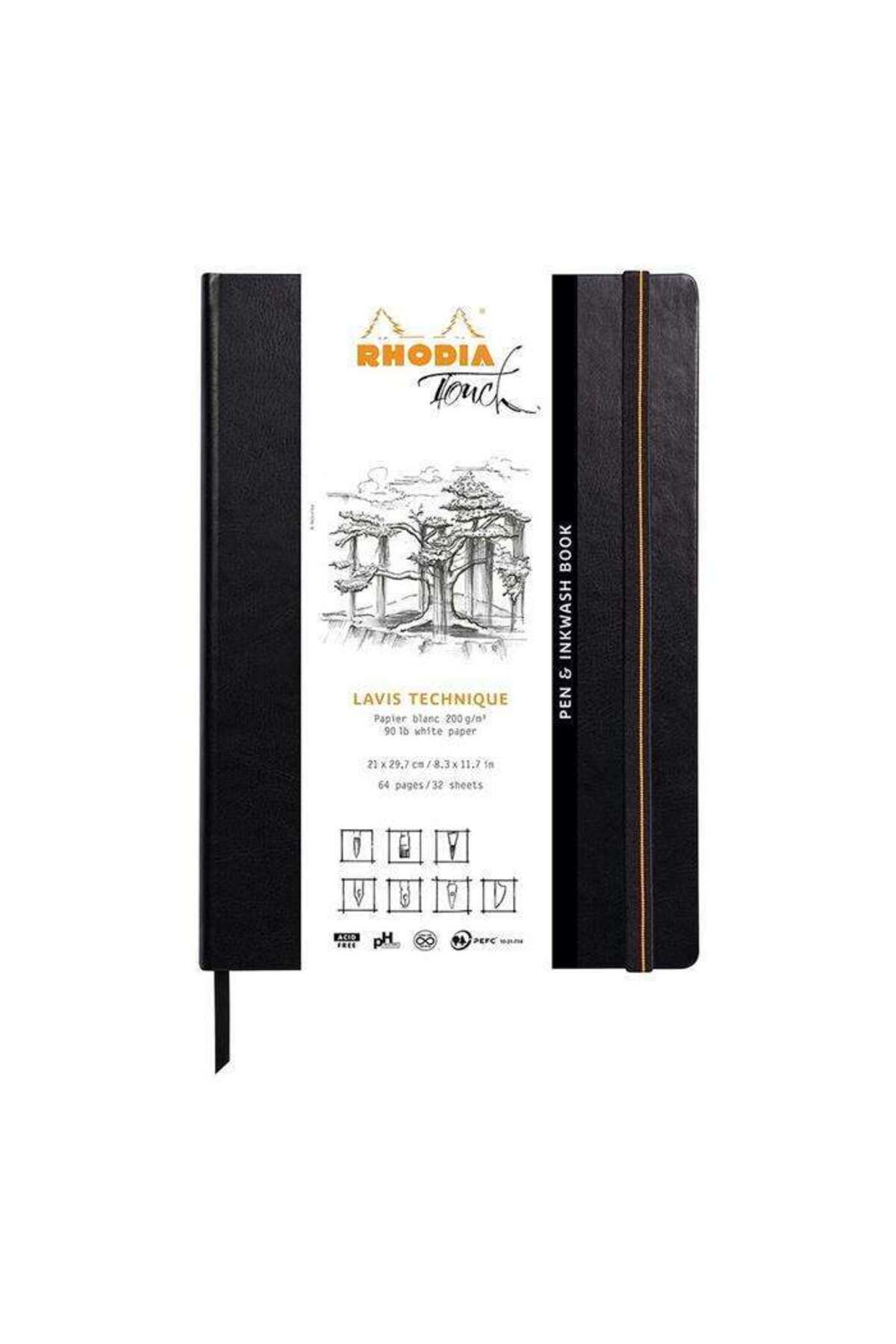 Rhodia Touch Lavis Technique Pen & Inkwash Book 200 G A4 32 Yaprak