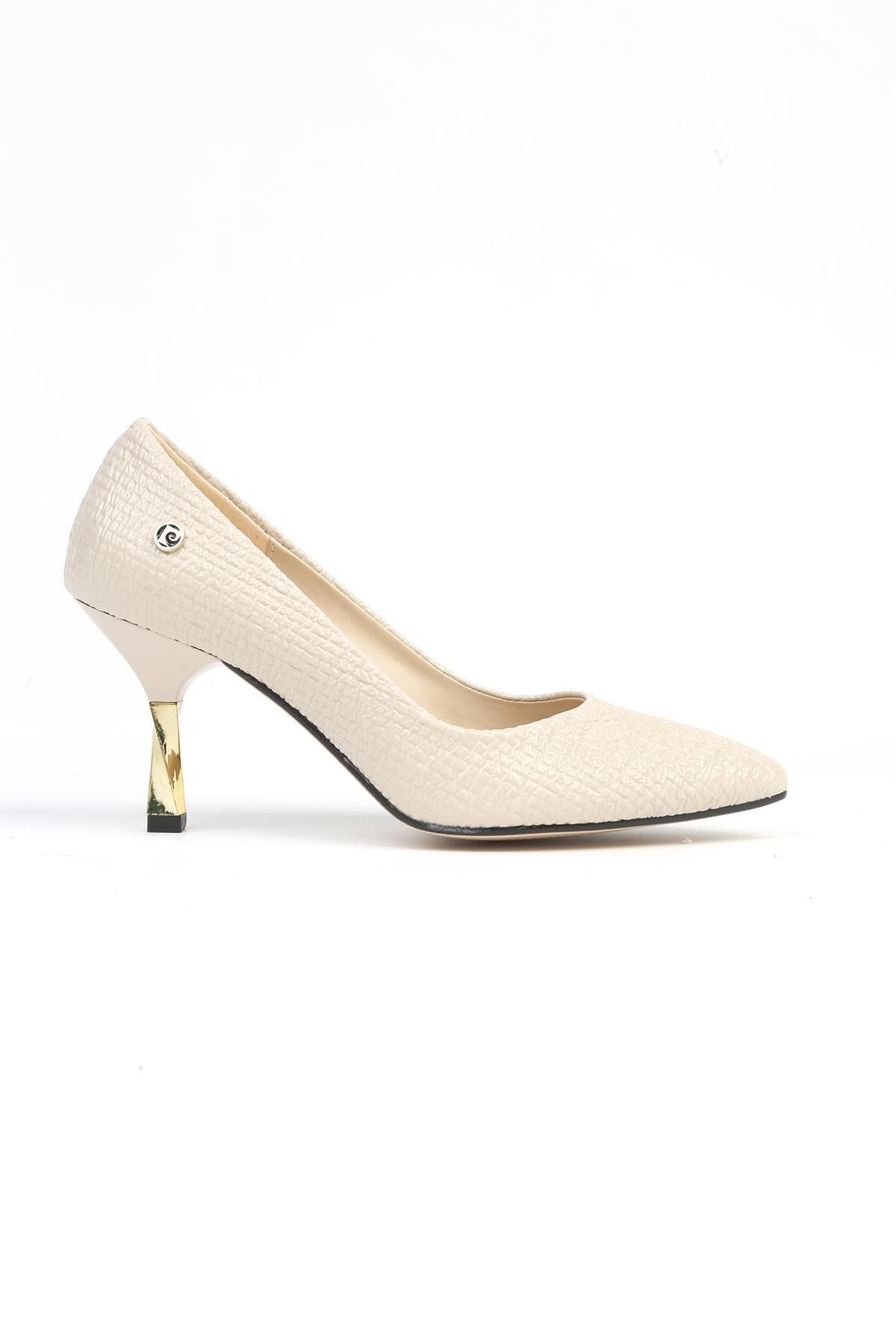 Pierre Cardin ® | PC-52571 - 3478 Bej Desen - Kadın Topuklu Ayakkabı