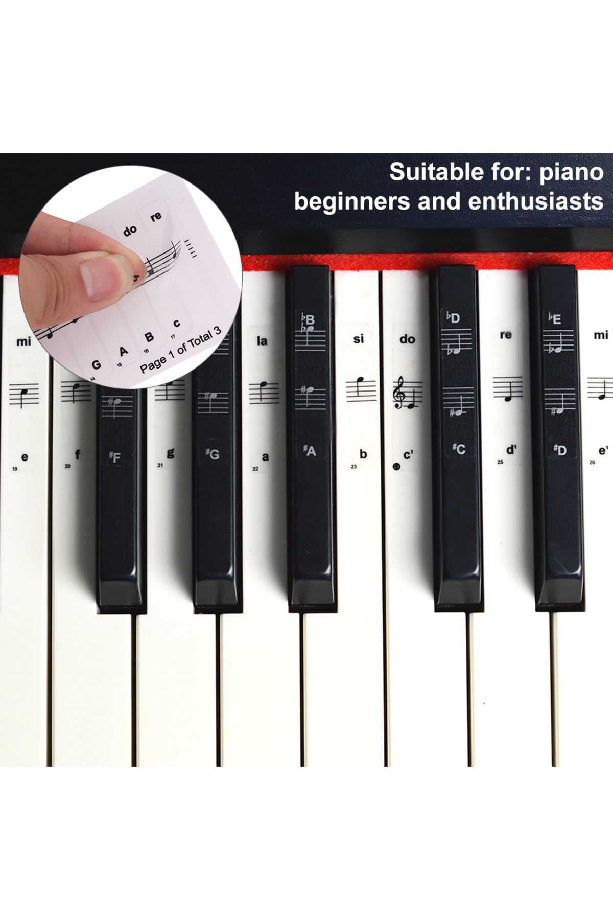 happypotam Piyano Org Klavye Tuşları Için Nota Sticker Etiketi Aksesuarı 37-49-54-61-88 Tuşlara Uygun