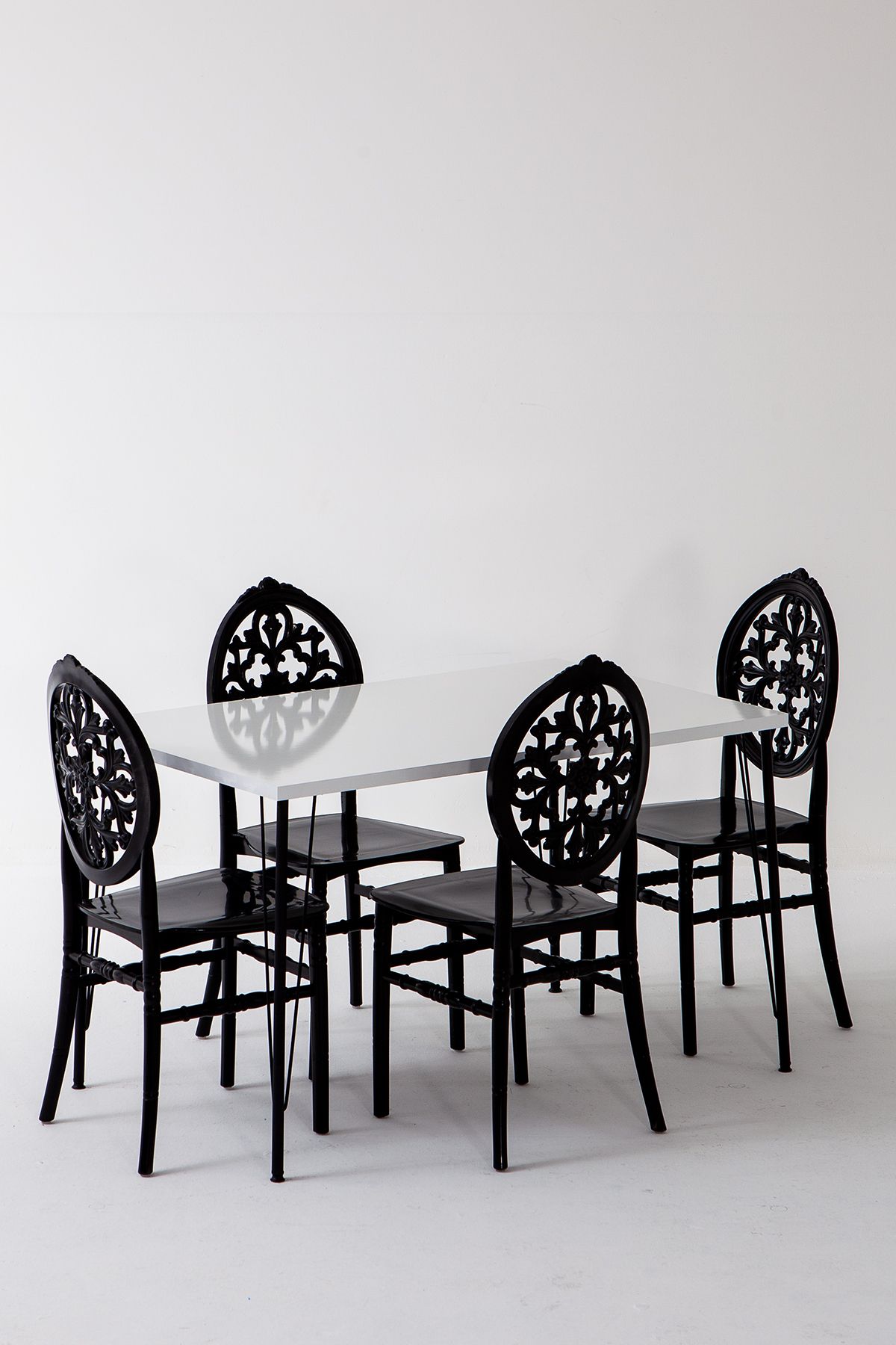 Modalife Nero Beyaz Masa 75x110 cm Venüs Siyah Sandalye Mutfak Masa Takımı