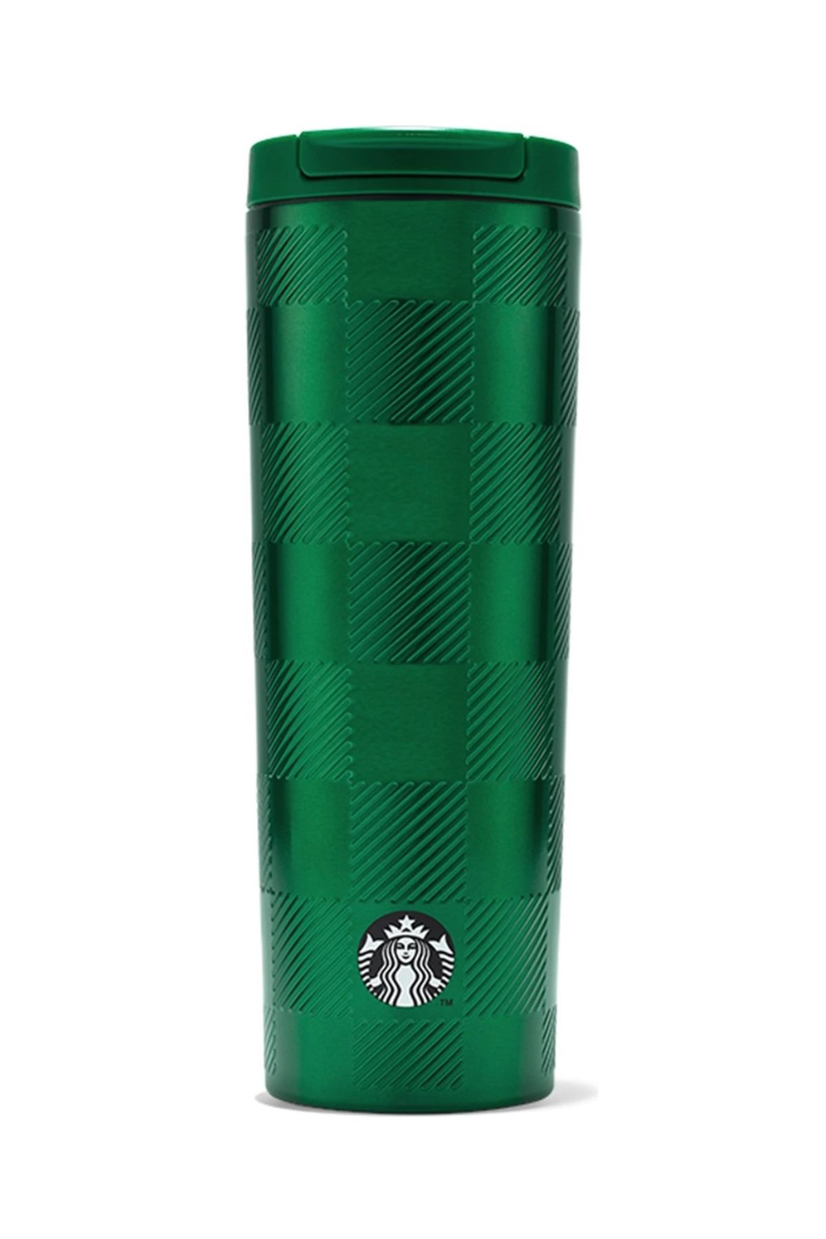 Starbucks ® Ekose Tasarımlı Paslanmaz Çelik Termos - Koyu Yeşil - 473 ml - Tumbler