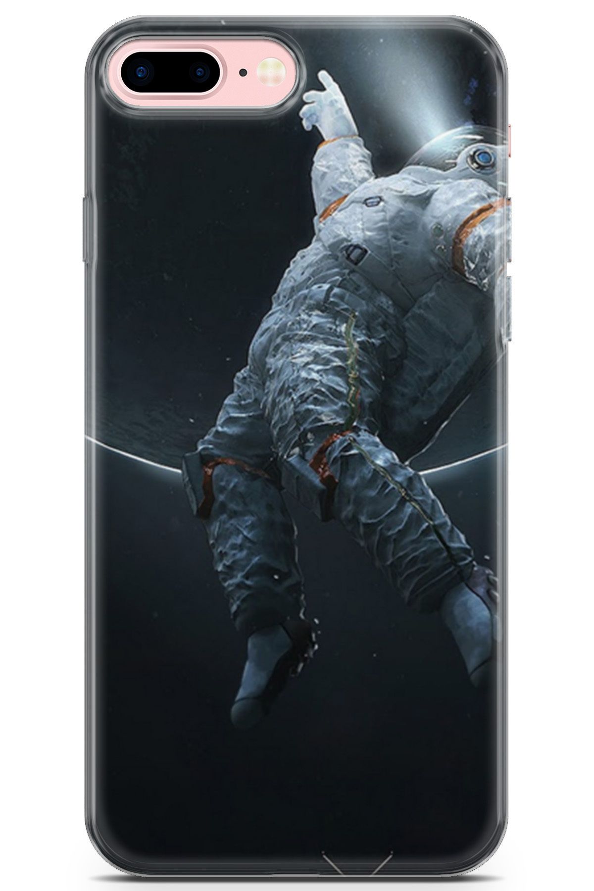 Lopard Apple iPhone 7 Plus Uyumlu Lazer Kesim Silikon Astro 27 Kara Dünya