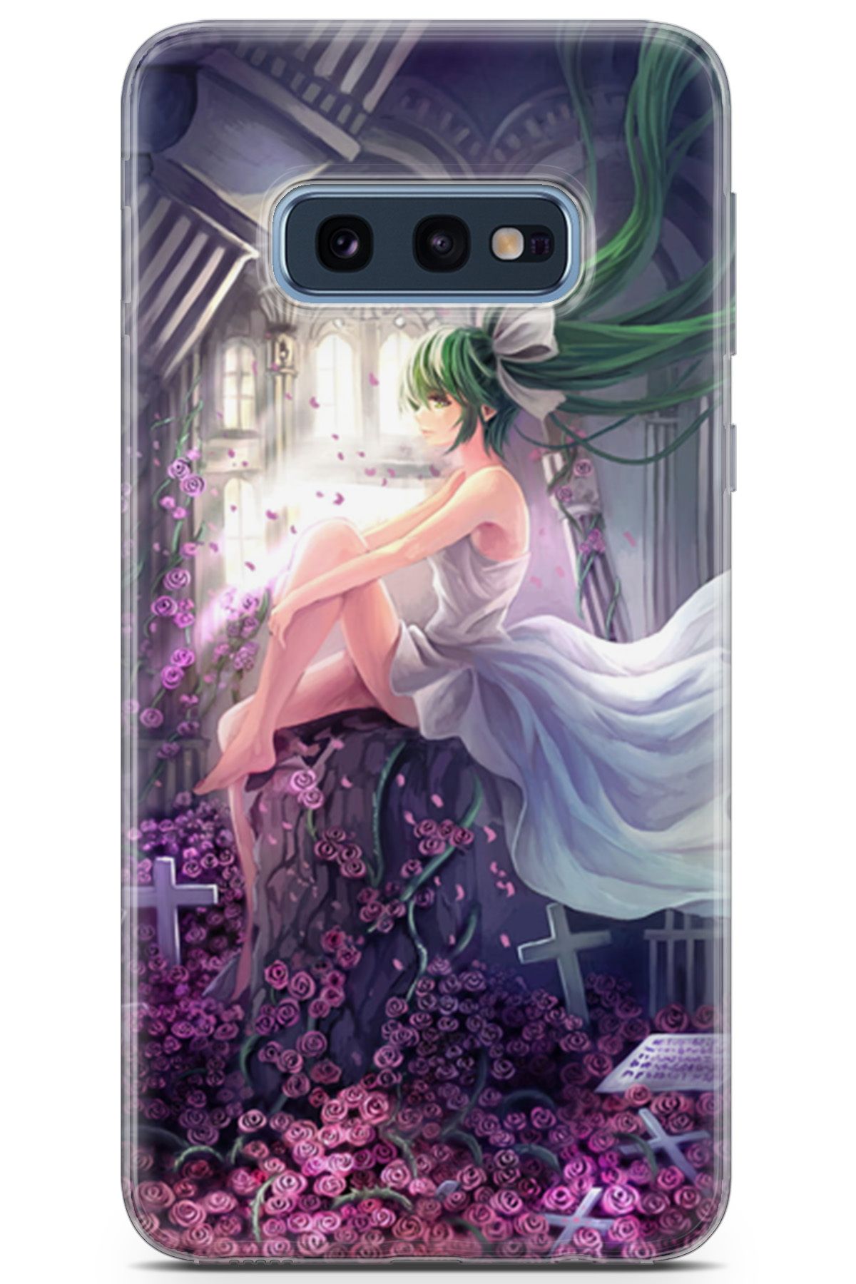 Lopard Samsung Galaxy S10E Uyumlu Lazer Kesim Silikon Anime 27 Yeşil Saçlı