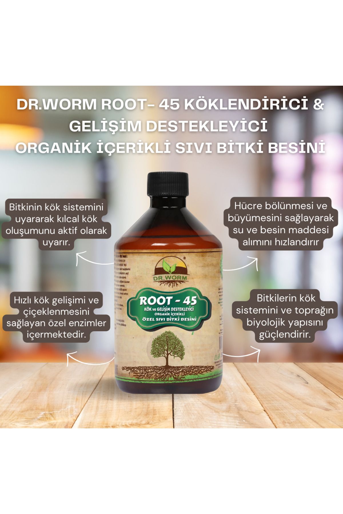 Dr.Worm Root- 45 Köklendirici & Gelişim Destekleyici Organik Içerikli Sıvı Bitki Besini 500 Ml