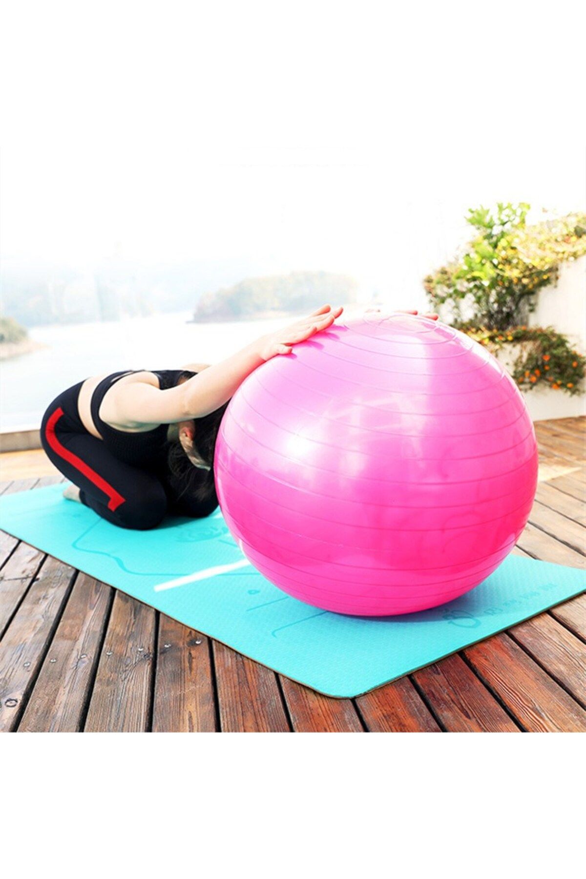 CKSpor 55 cm Pilates Topu Dayanıklı Yoga Pilates Egzersiz Topu Ve Şişirme Pompası