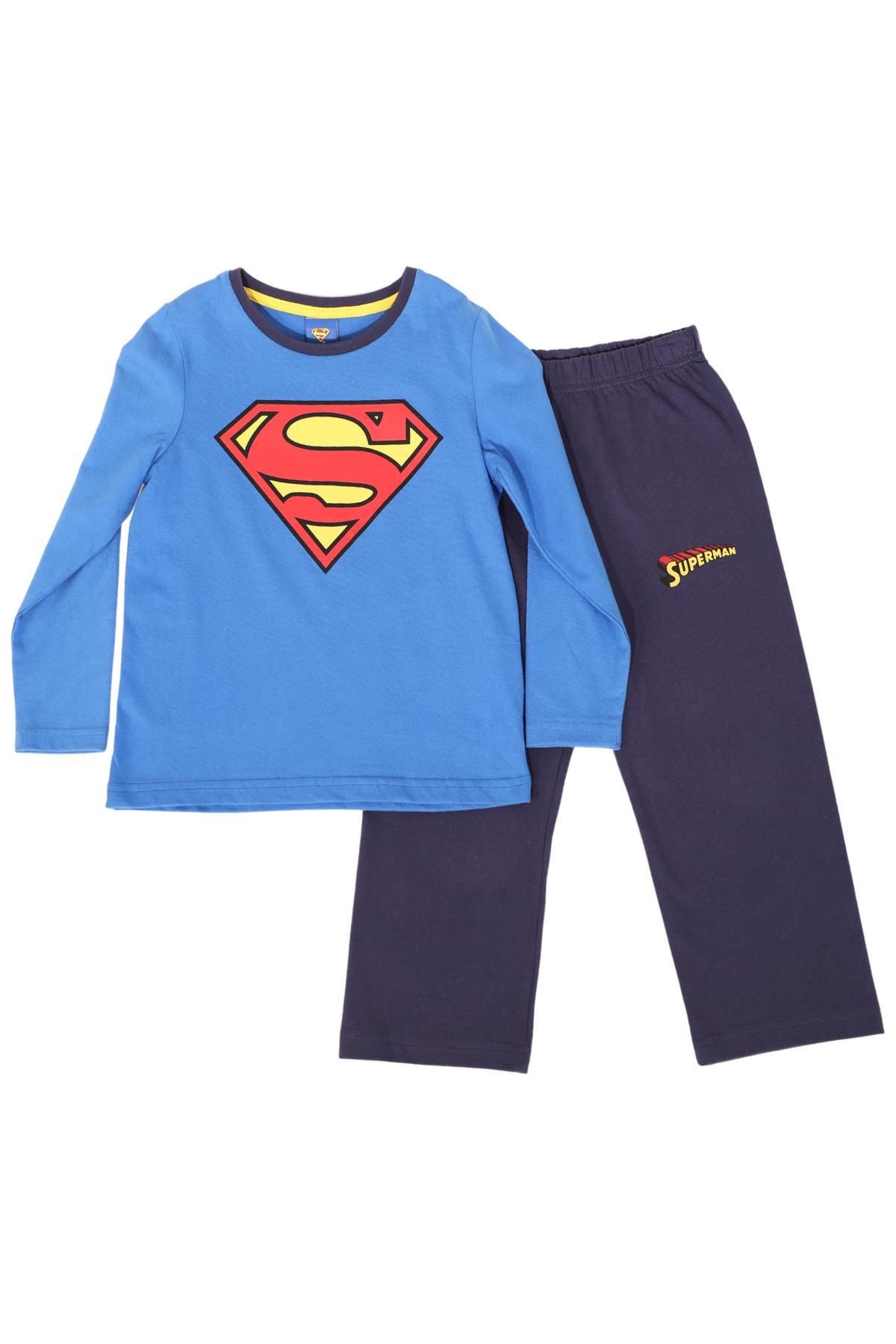 Superman Erkek Çocuk Mavi Baskılı Pijama Takımı otarzsenin_988