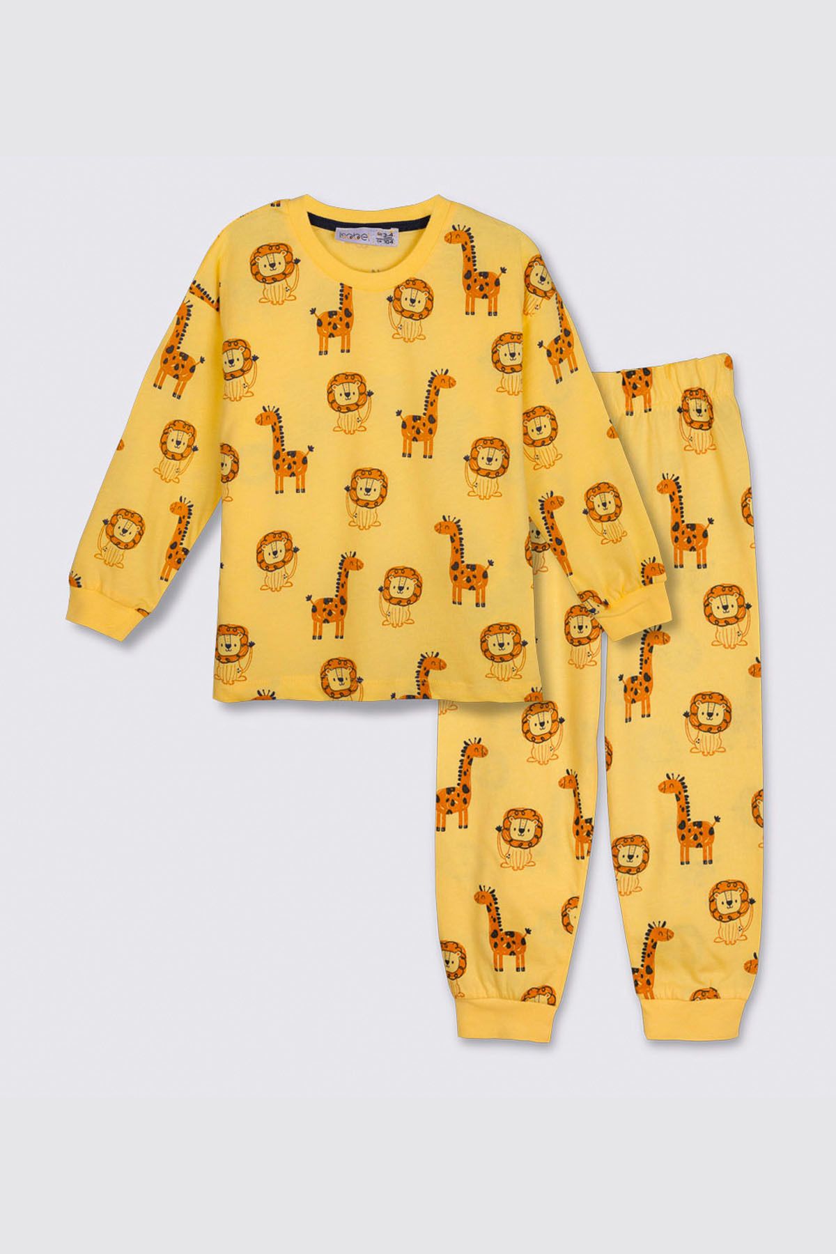 ZUZUNGA Safari (ZÜRAFA-ASLAN) Desenli %100 Pamuk Erkek Çocuk Pijama Takımı