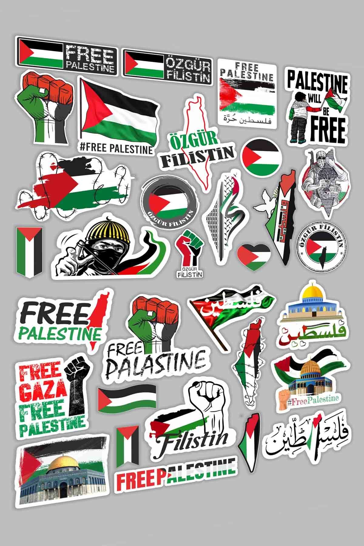 Vice Filistin Temalı Etiket Seti - Free Palestine - Özgür Filistin - 32 adet