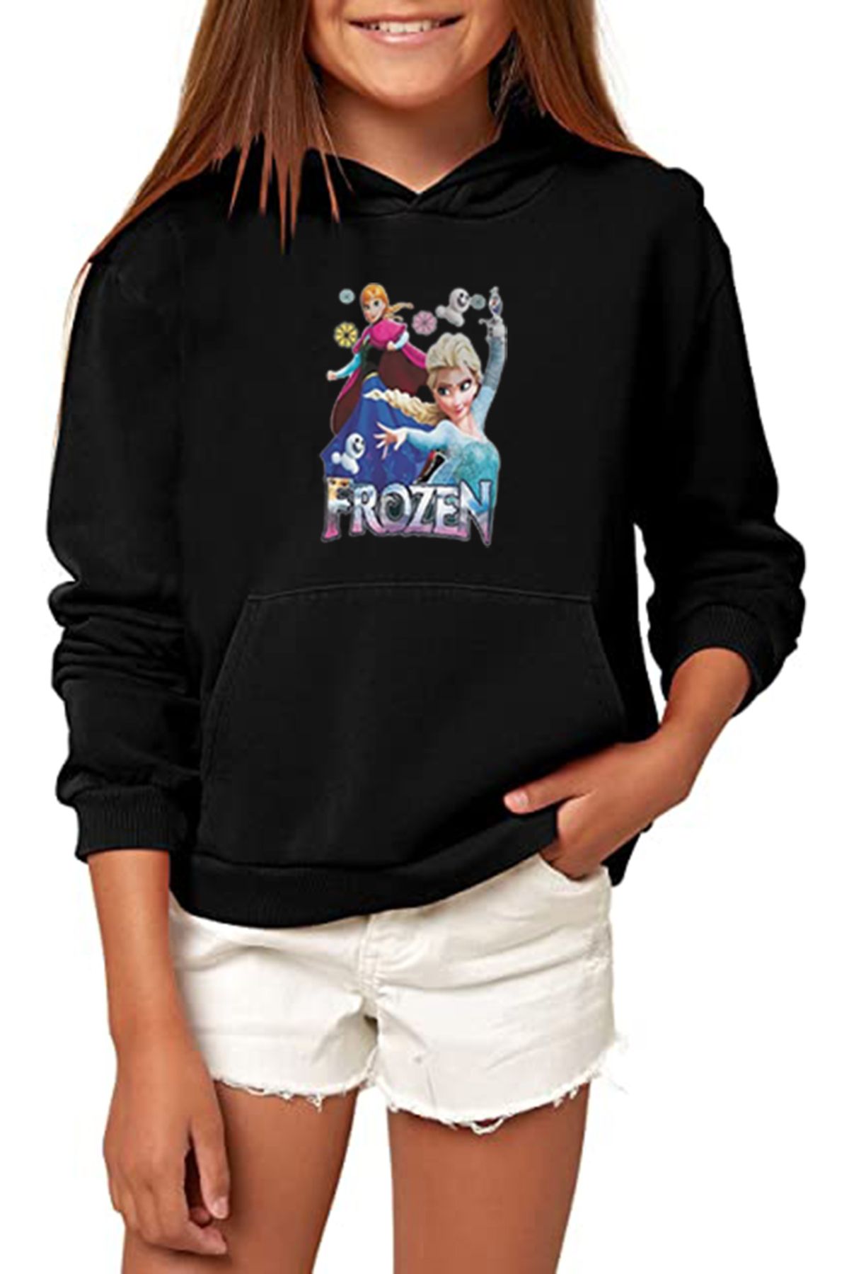 Genel Markalar 3D kalite Frozen Baskılı kapüşonlu sweatshirt