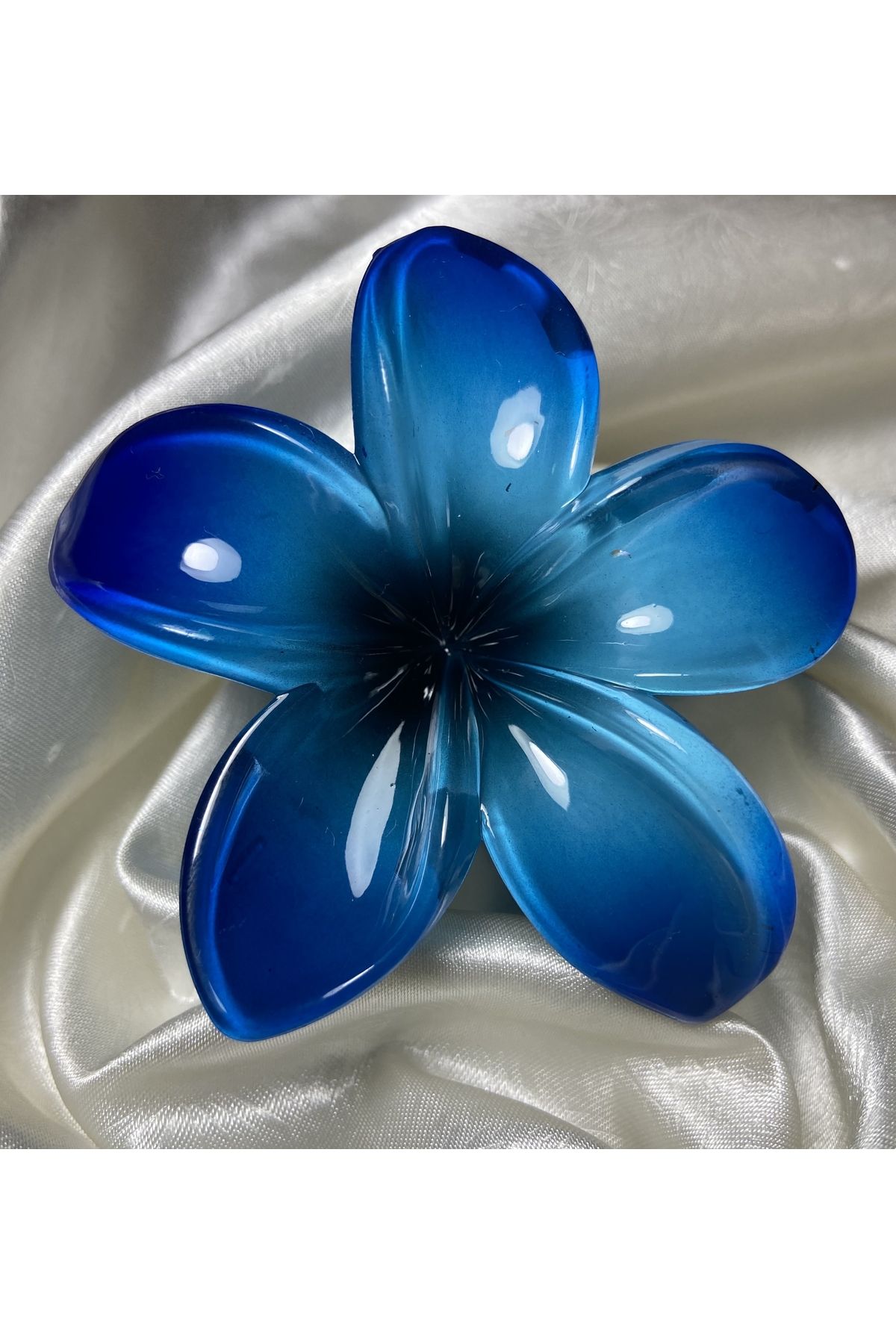 ELİF COLLECTİON Lotus Çiçeği Yeni Trend Kadın Mandal Toka Mavi Büyük Boy 8 cm