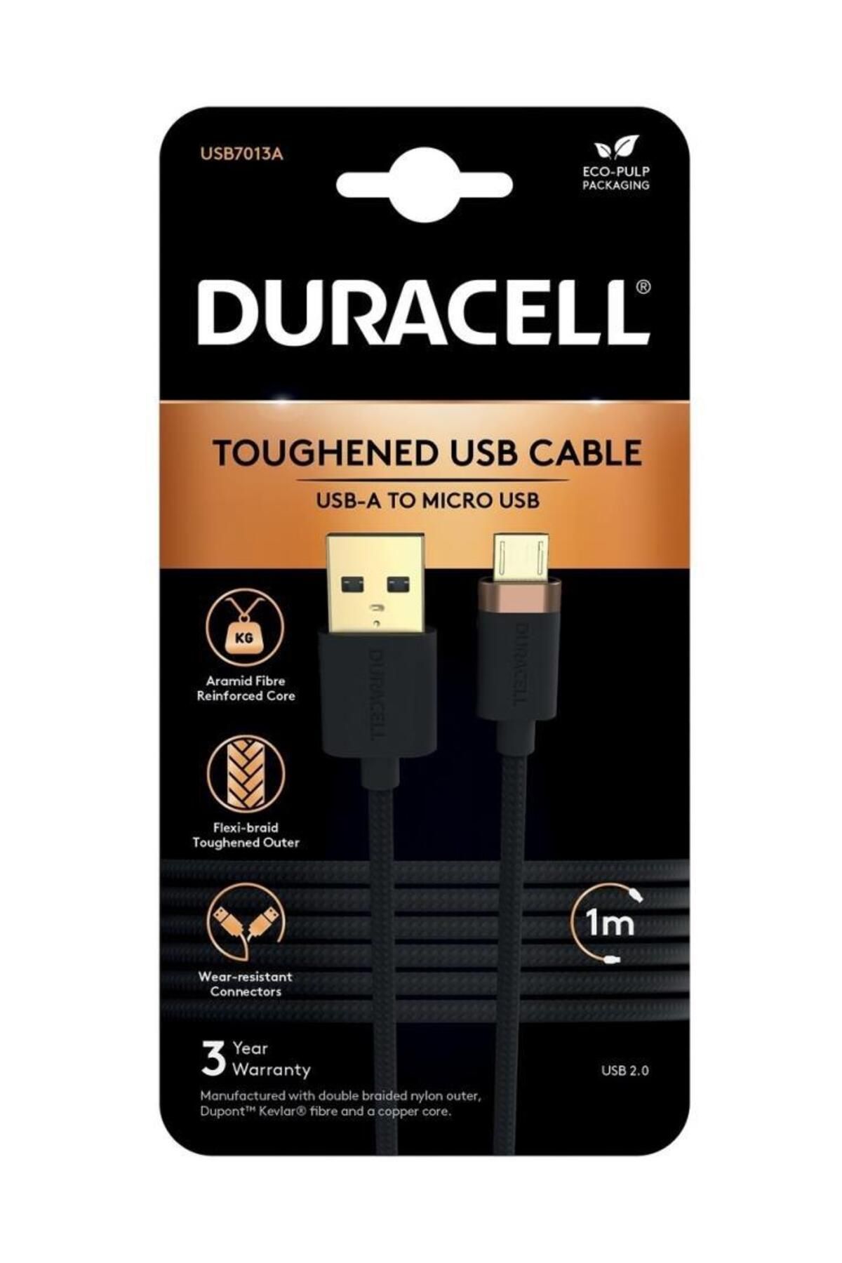 Duracell 1m USB-A to Micro USB Örgülü Şarj Kablosu - Siyah