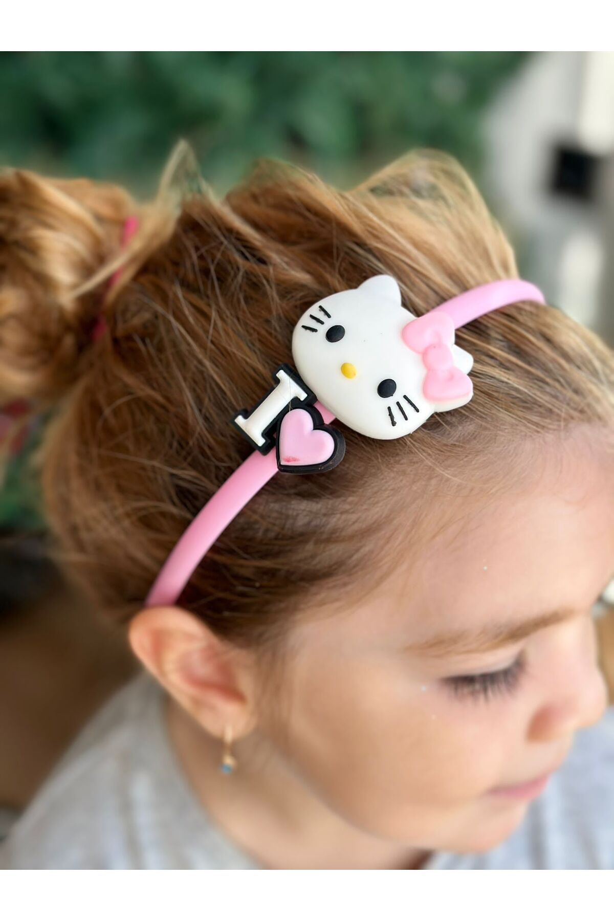 QUEEN AKSESUAR İthal sevimli ı love you kalpli hello kitty kedili taç kadın çocuk tacı figürlü pembe