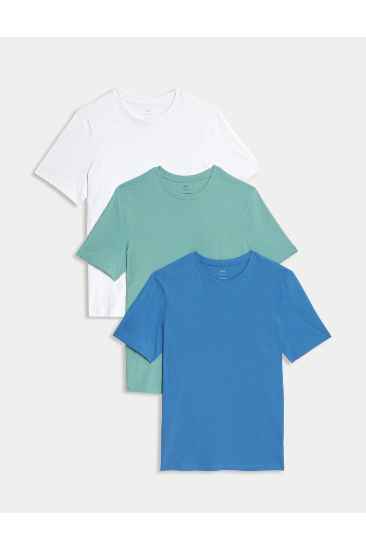Marks & Spencer Saf Pamuklu 3'lü Yuvarlak Yaka T-Shirt Seti