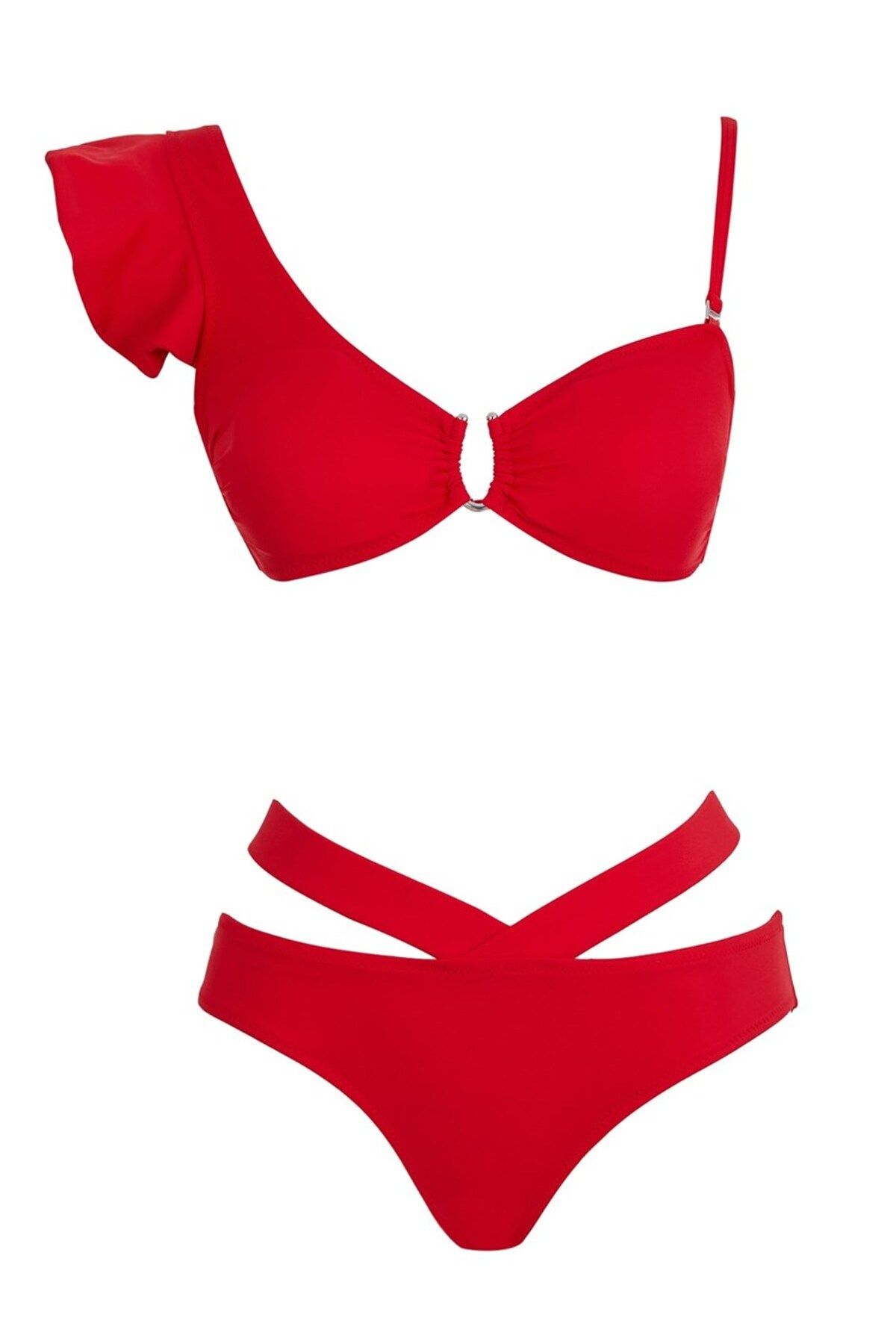 SAILOR moda V Yaka Volanlı Bikini Takım