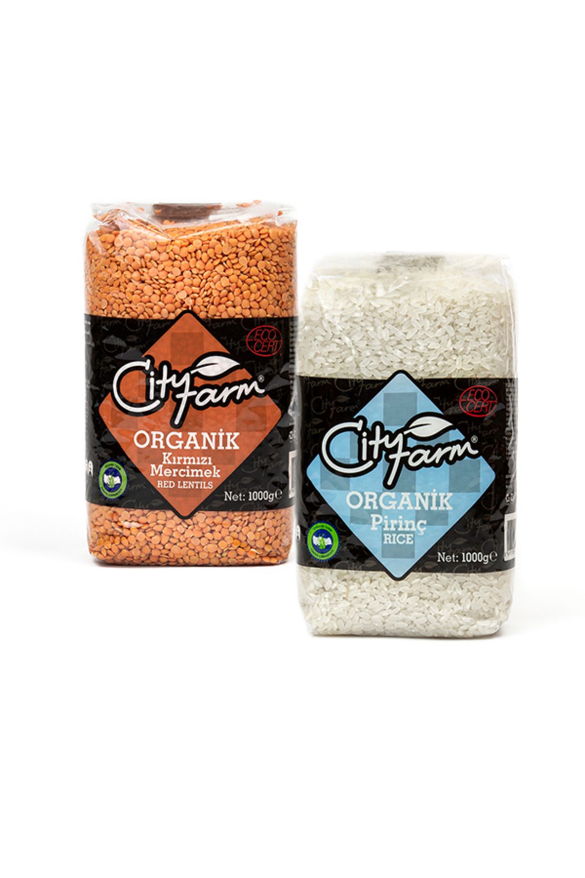 CityFarm Organik Kırmızı Mercimek 1 kg ve Organik Pirinç 1 kg