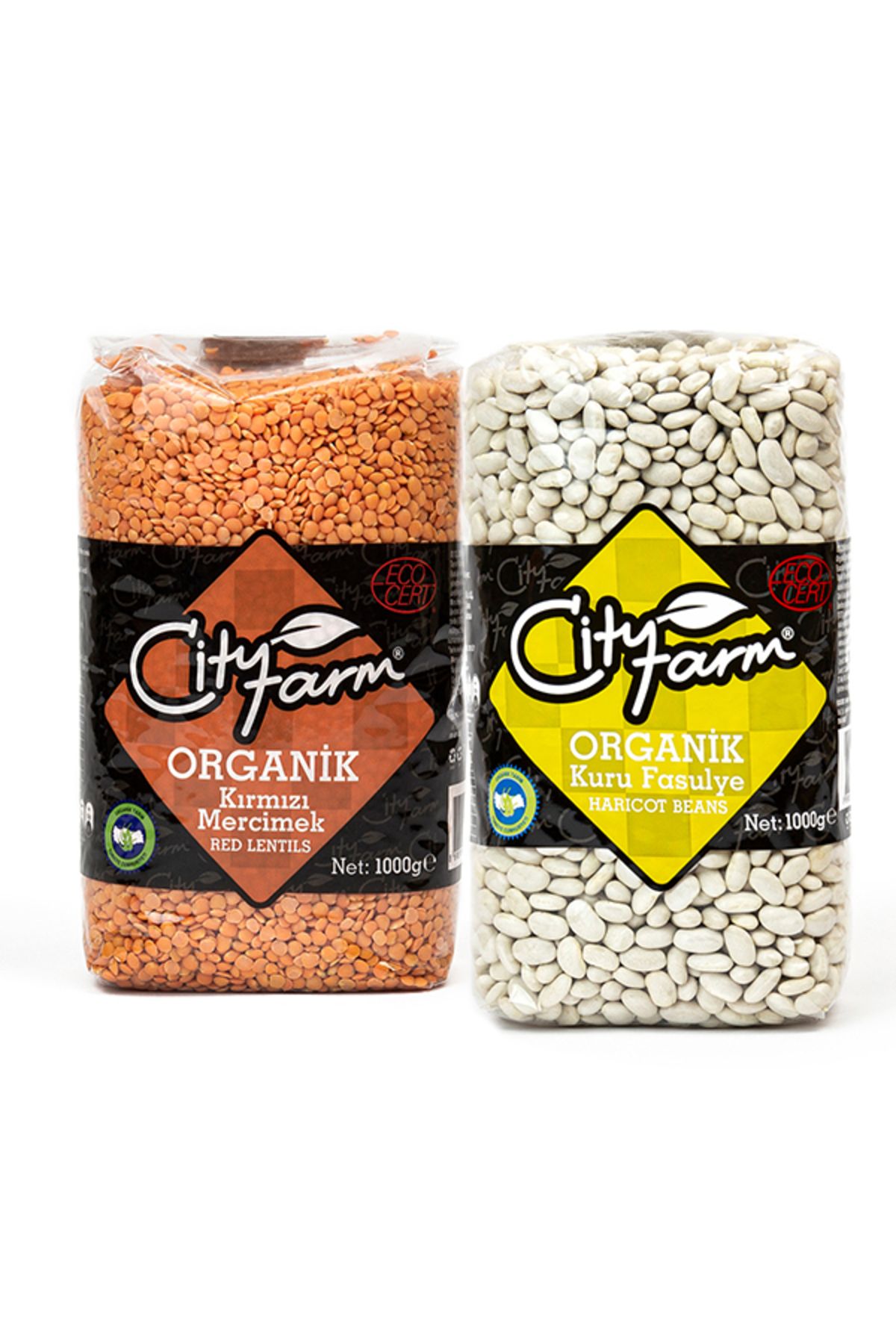 CityFarm Organik Kırmızı Mercimek 1 kg ve Organik Kuru Fasulye 1 kg