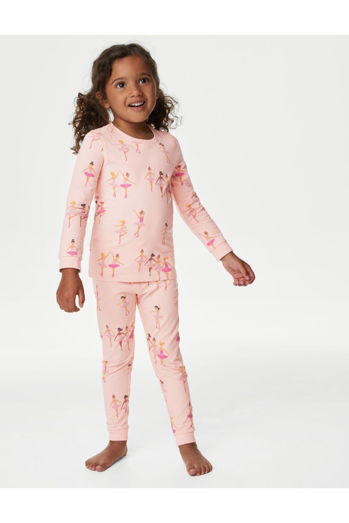 Marks & Spencer Balerin Desenli Uzun Kollu Pijama Takımı (1-8 Yaş)
