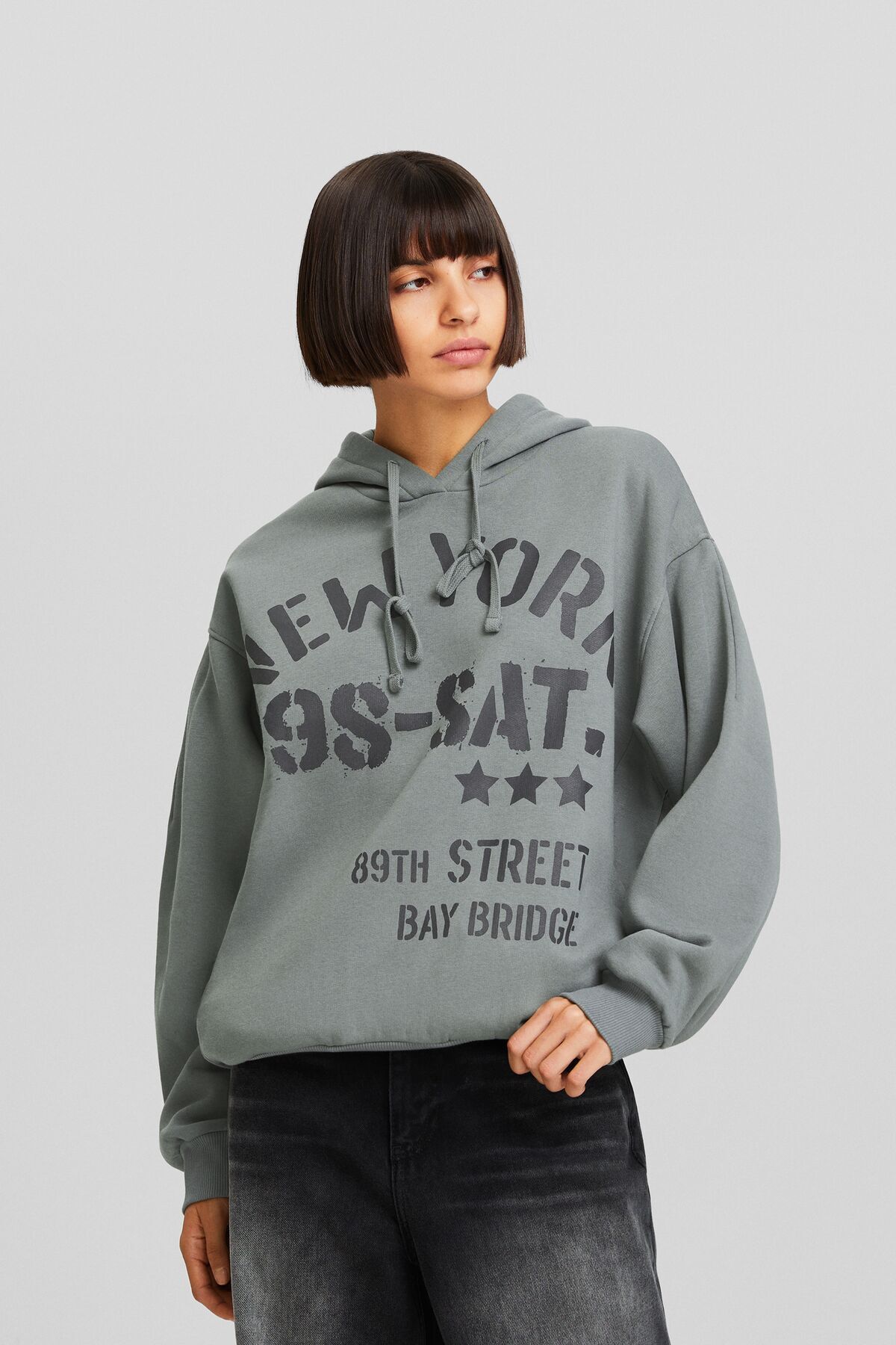 Bershka Desenli kapüşonlu sweatshirt