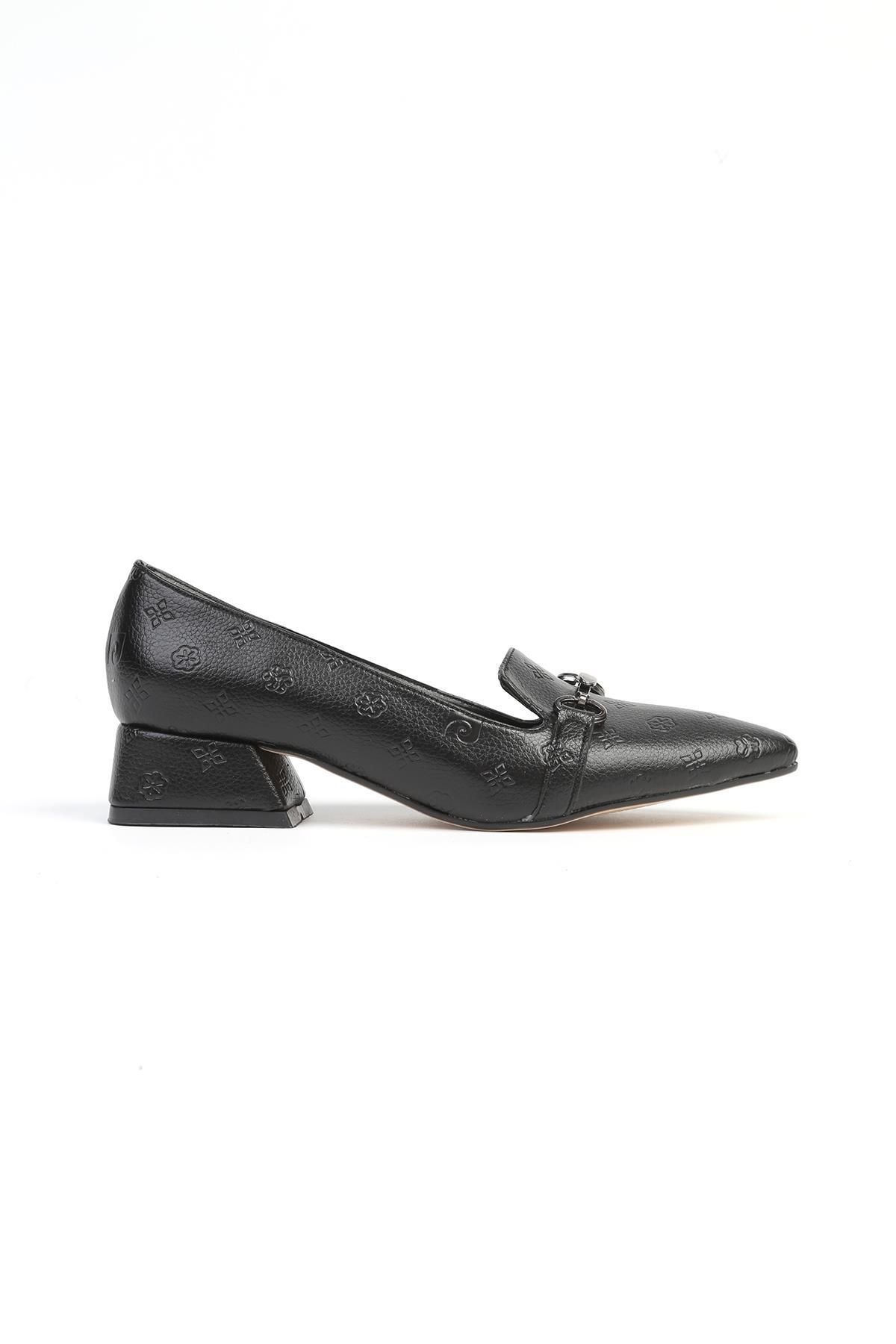 Pierre Cardin ® | PC-52567 - 3478 Siyah Baskılı - Kadın Topuklu Ayakkabı