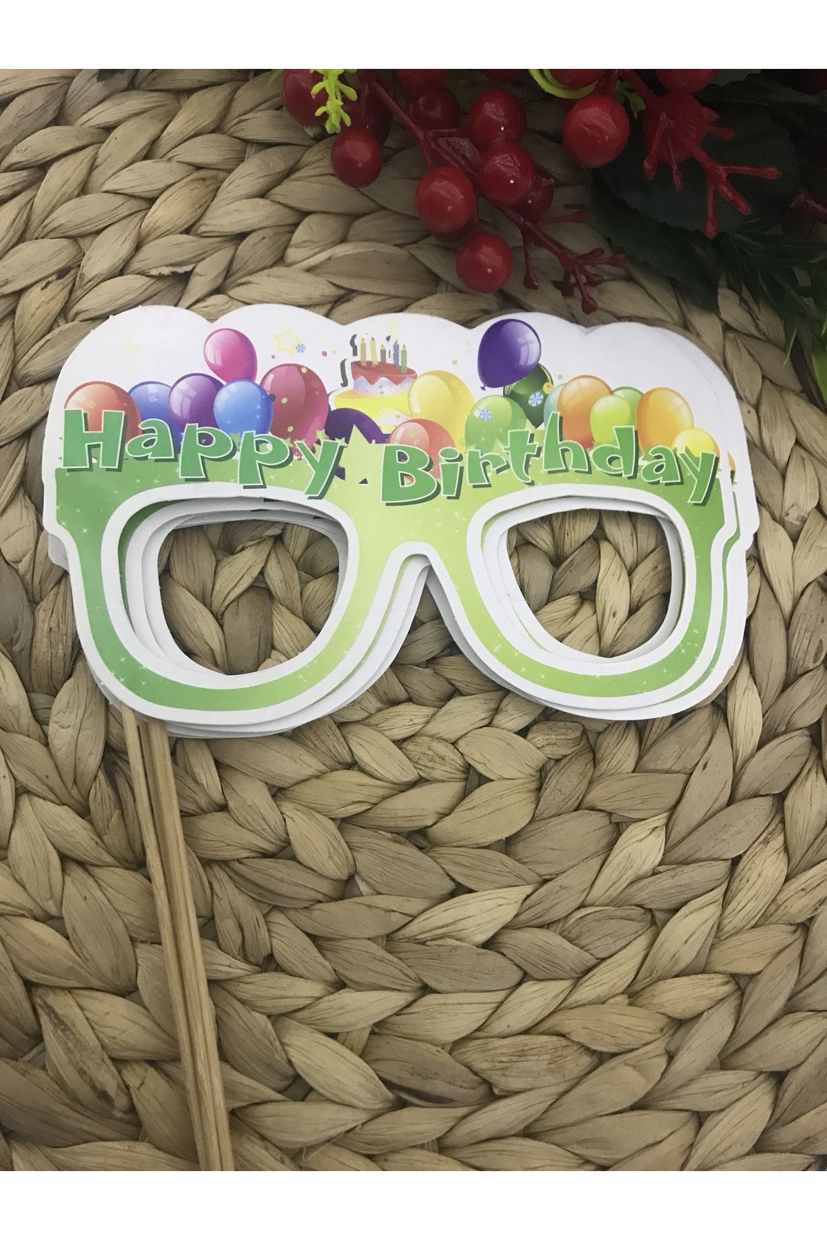 Deniz Party Store Happy Bırthday YEŞİL ... Temalı Gözlük şeklinde Konuşma Balonu 5 adet