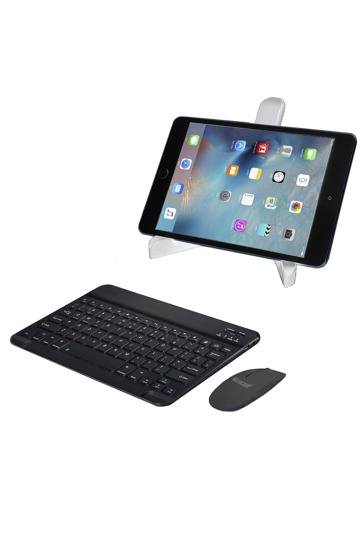Microcase Samsung Galaxy Tab A9 SM-X110 8.7 için Bluetooth Klavye UyumluTR Sticker+Mouse+Tablet Standı AL2765