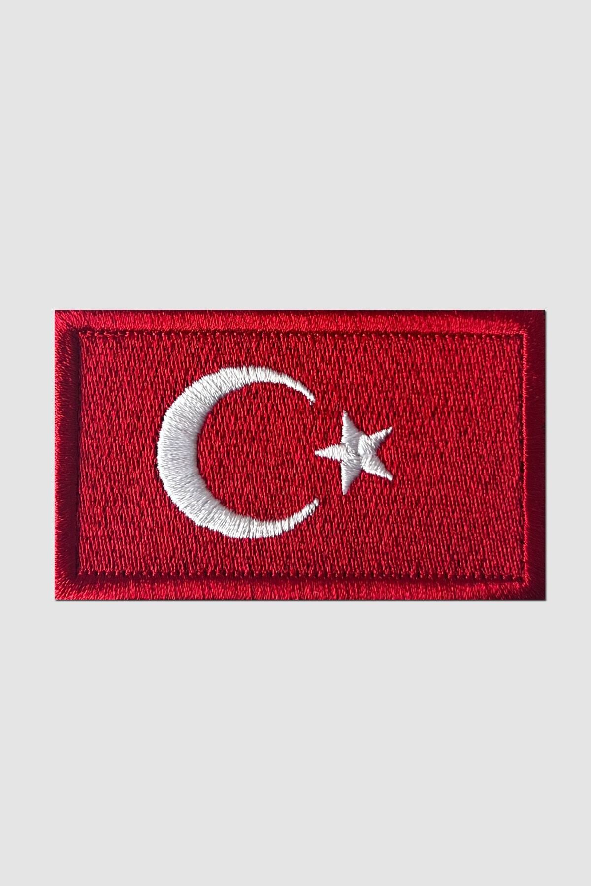 PEÇ Ay-yıldız Türk Bayrağı Cırtlı Nakışlı Arma, , Yama, Airsoft