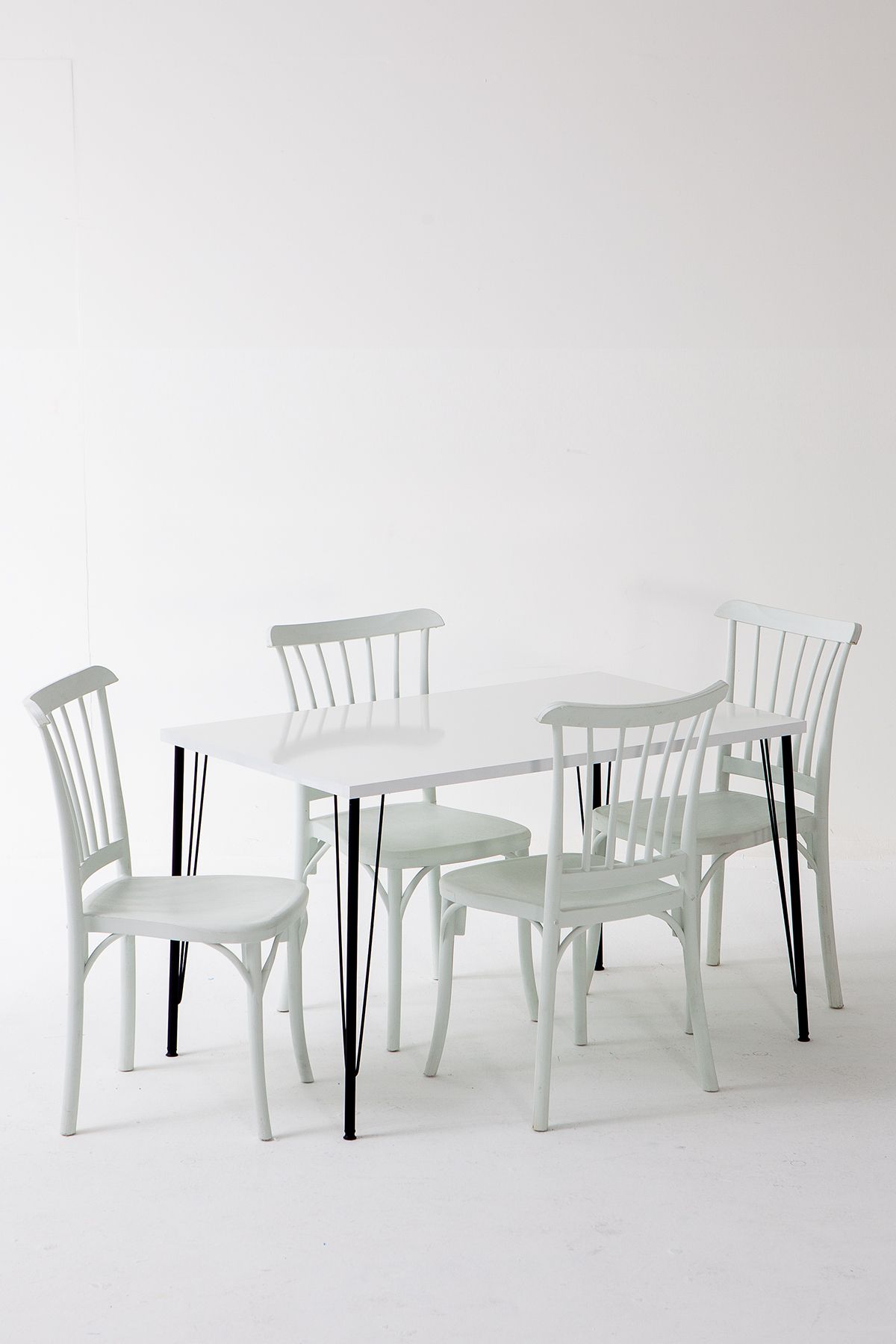 Modalife Nero Beyaz Masa 75x110 cm Violet Beyaz Sandalye Mutfak Masa Takımı