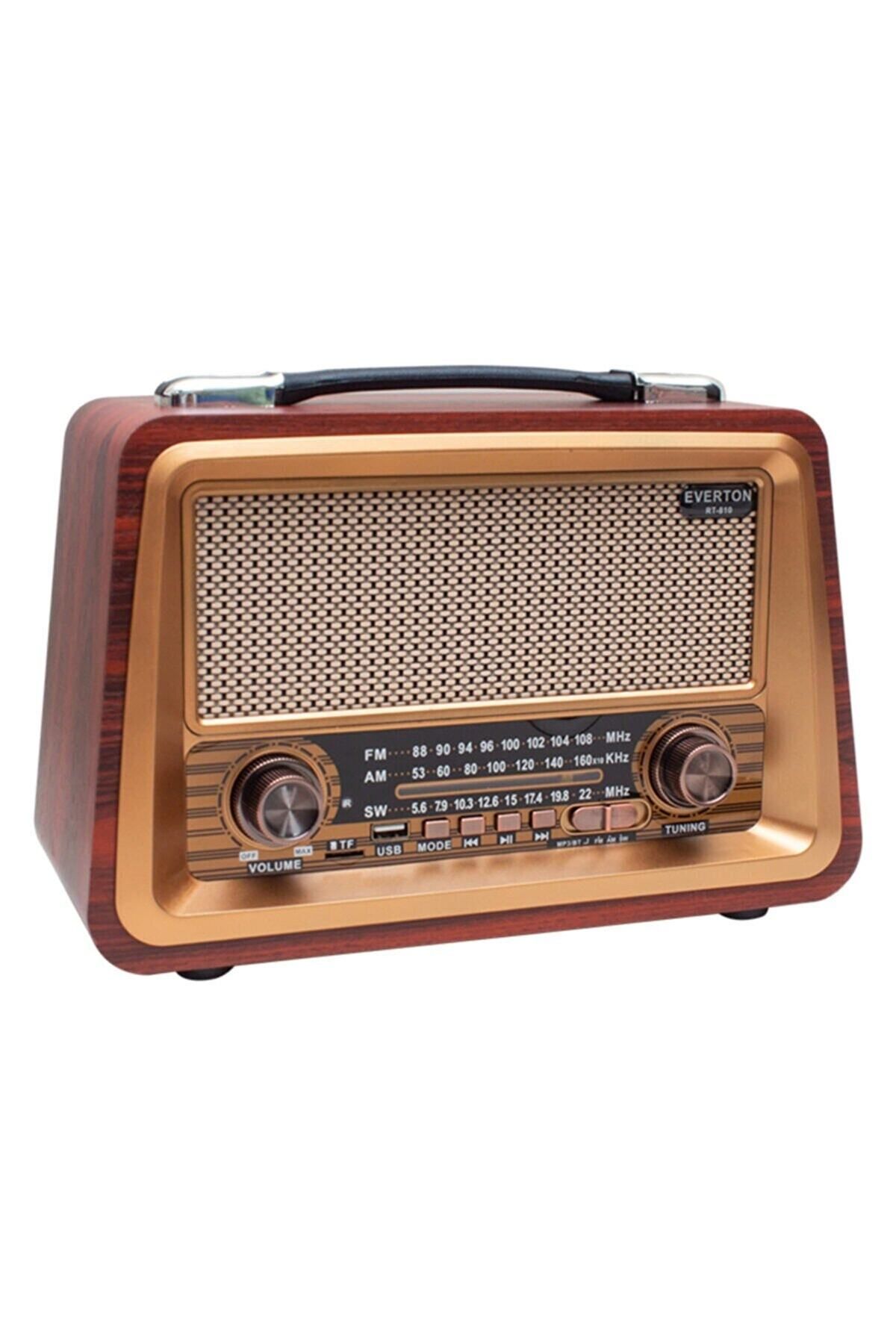 gaman Ahşap Büyük Nostaljik Radyo Kırmızı Bluetooth Aux Usb Fm Müzik Çalar Rt-810