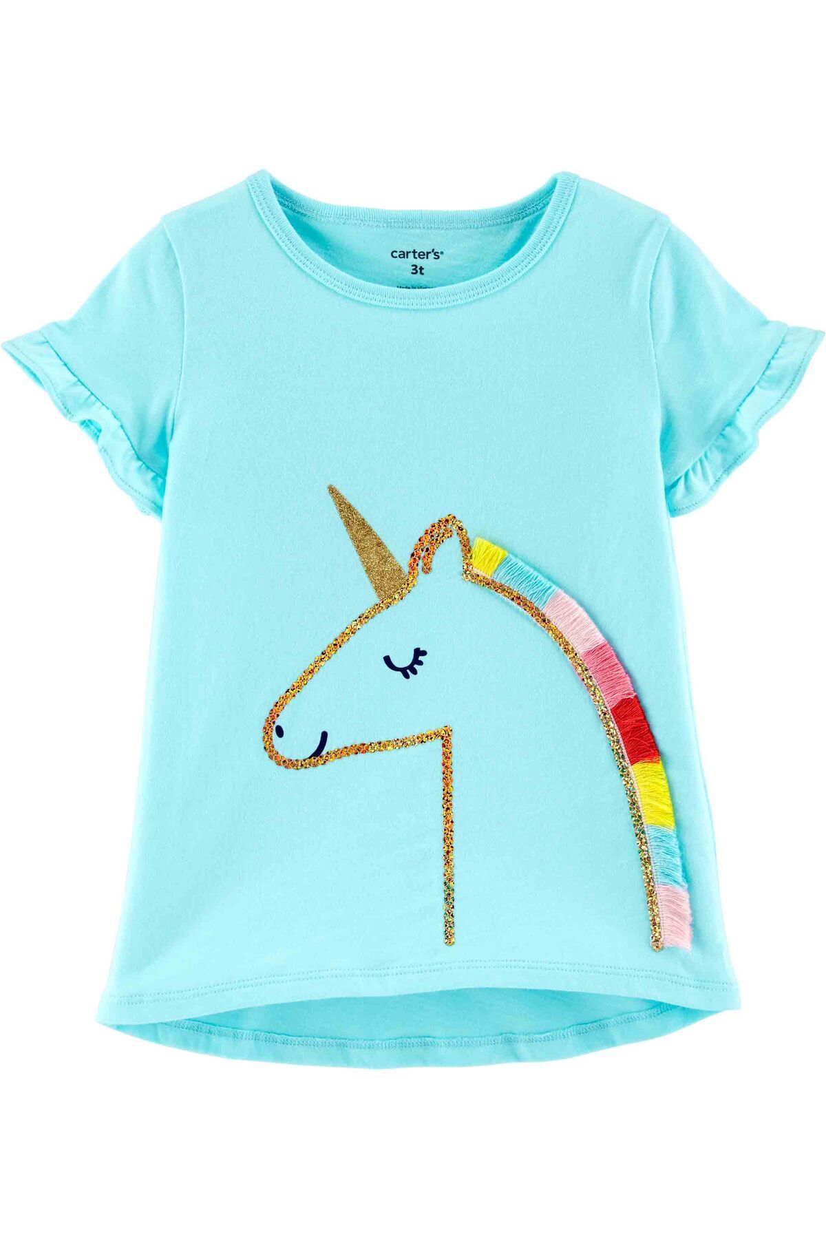 Carter's Kız Çocuk Unicorn Baskılı Kısa Kollu Tişört Mint