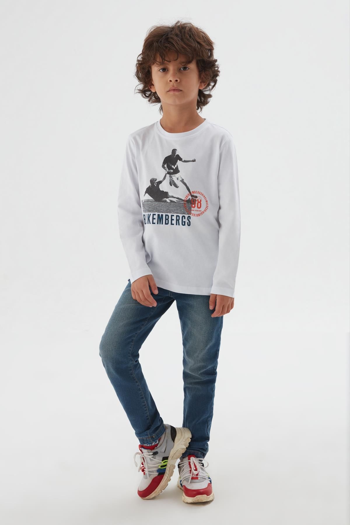 Bikkembergs Bg Store Erkek Çocuk Beyaz T-shirt 22fw0bk1291