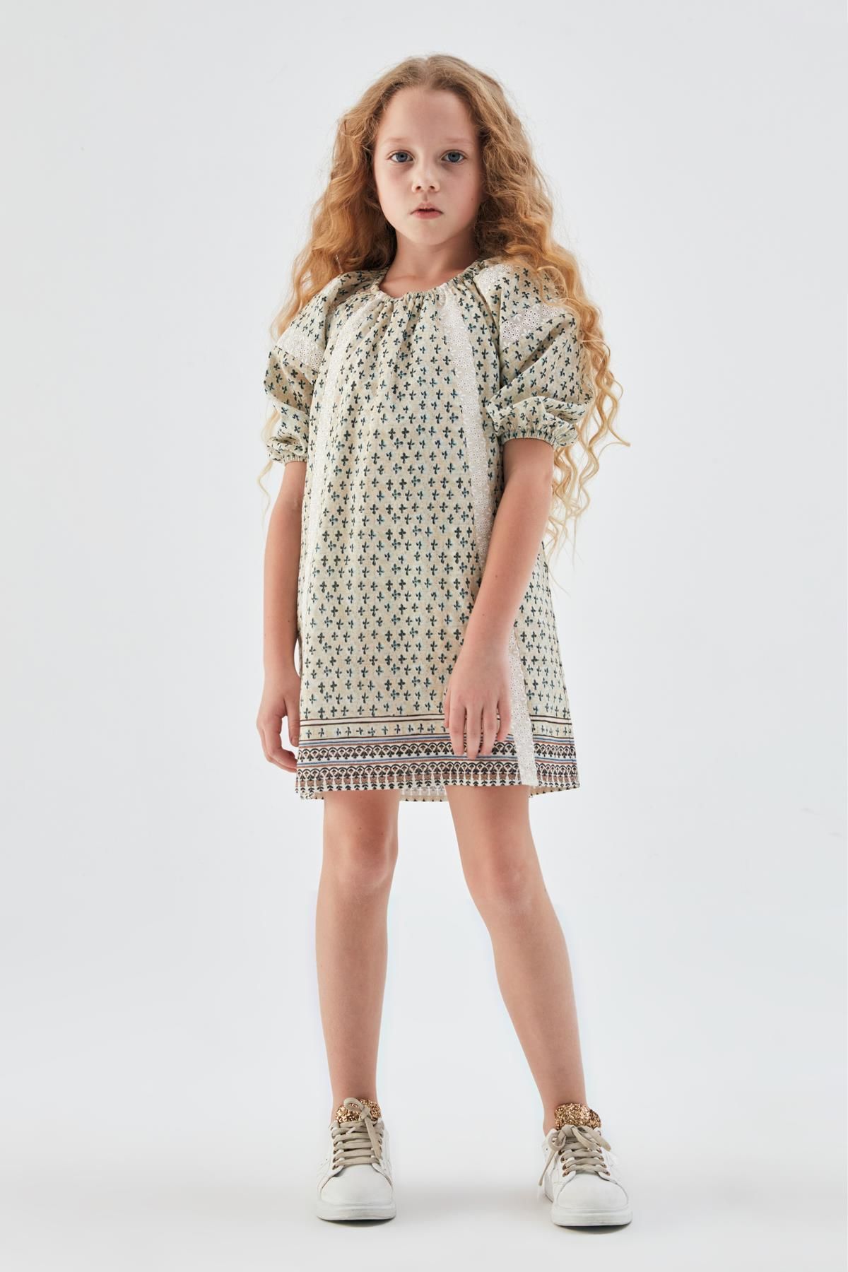 Tyess Bg Store Kız Çocuk Desenli Elbise 23psstj4902