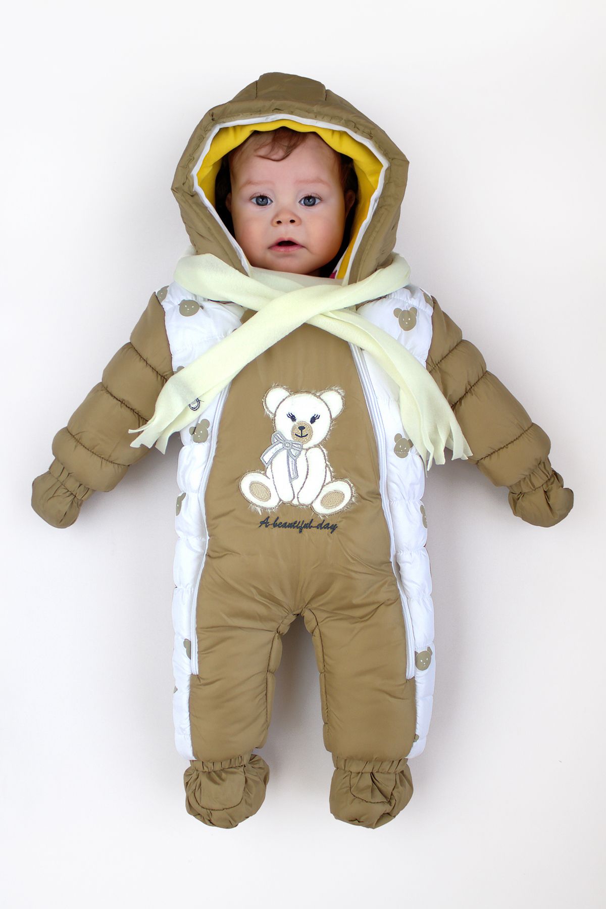 ekozmonot bebek tulumları Kız Bebek Kozmonot Tulum Su ve Rüzgar Geçirmez Kışlık Bebek Astronot Tulum Kapşonlu ve Atkılı